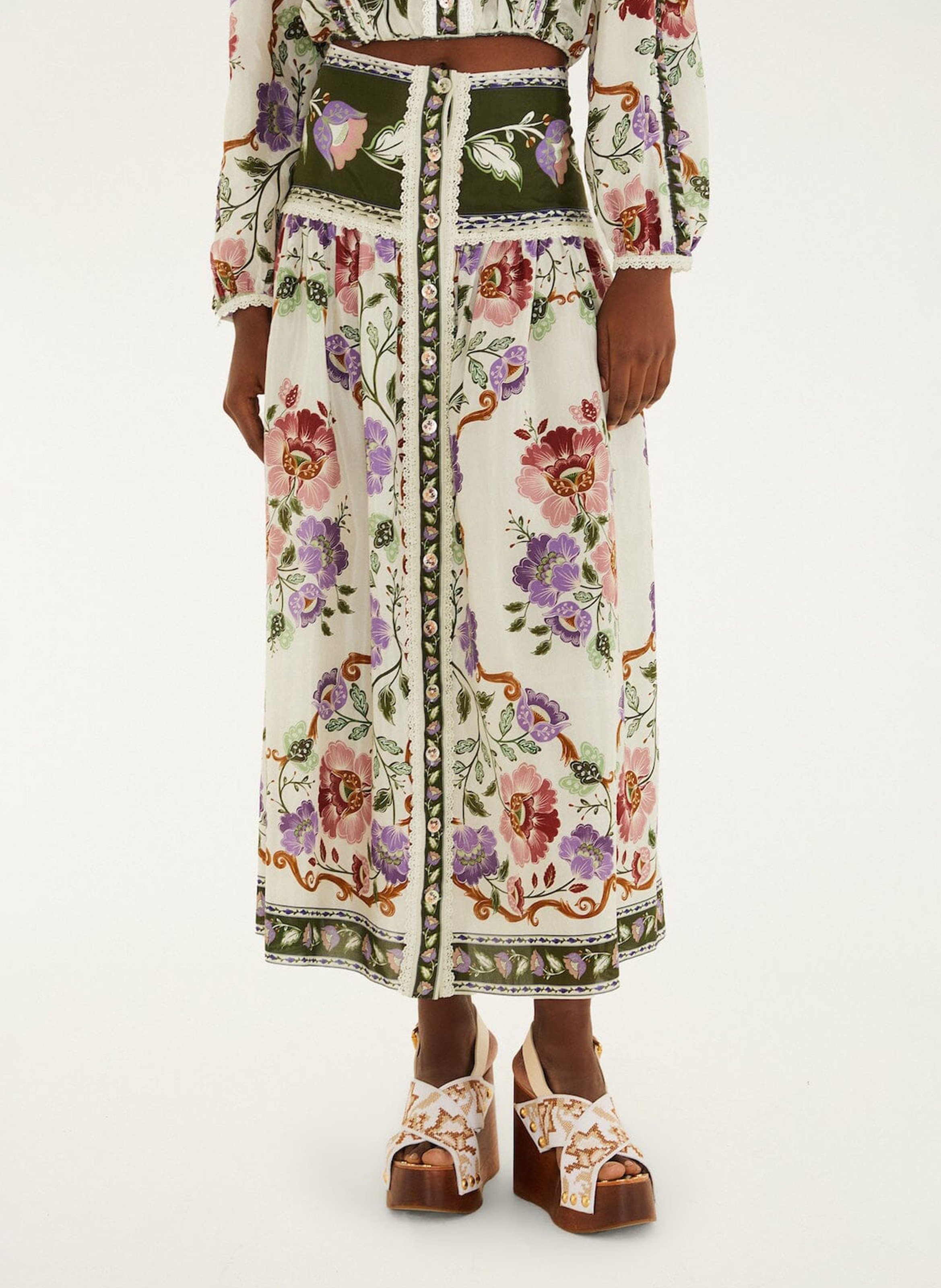 Jupe longue évasée en coton mélangé FARM RIO Multicolore