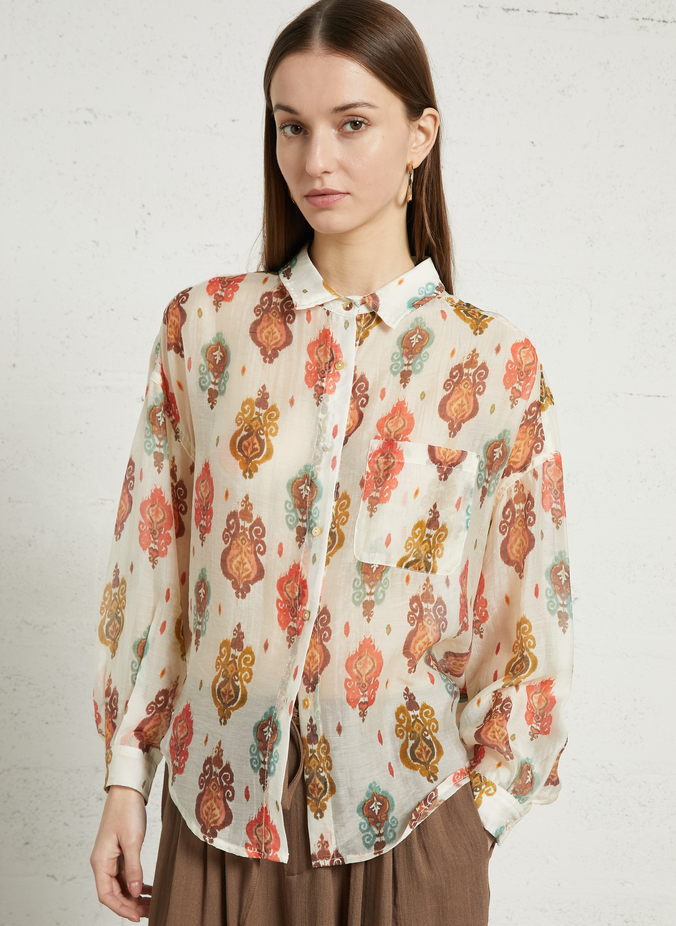 Chemise ample col classique en voile imprimé THE KORNER Multicolore