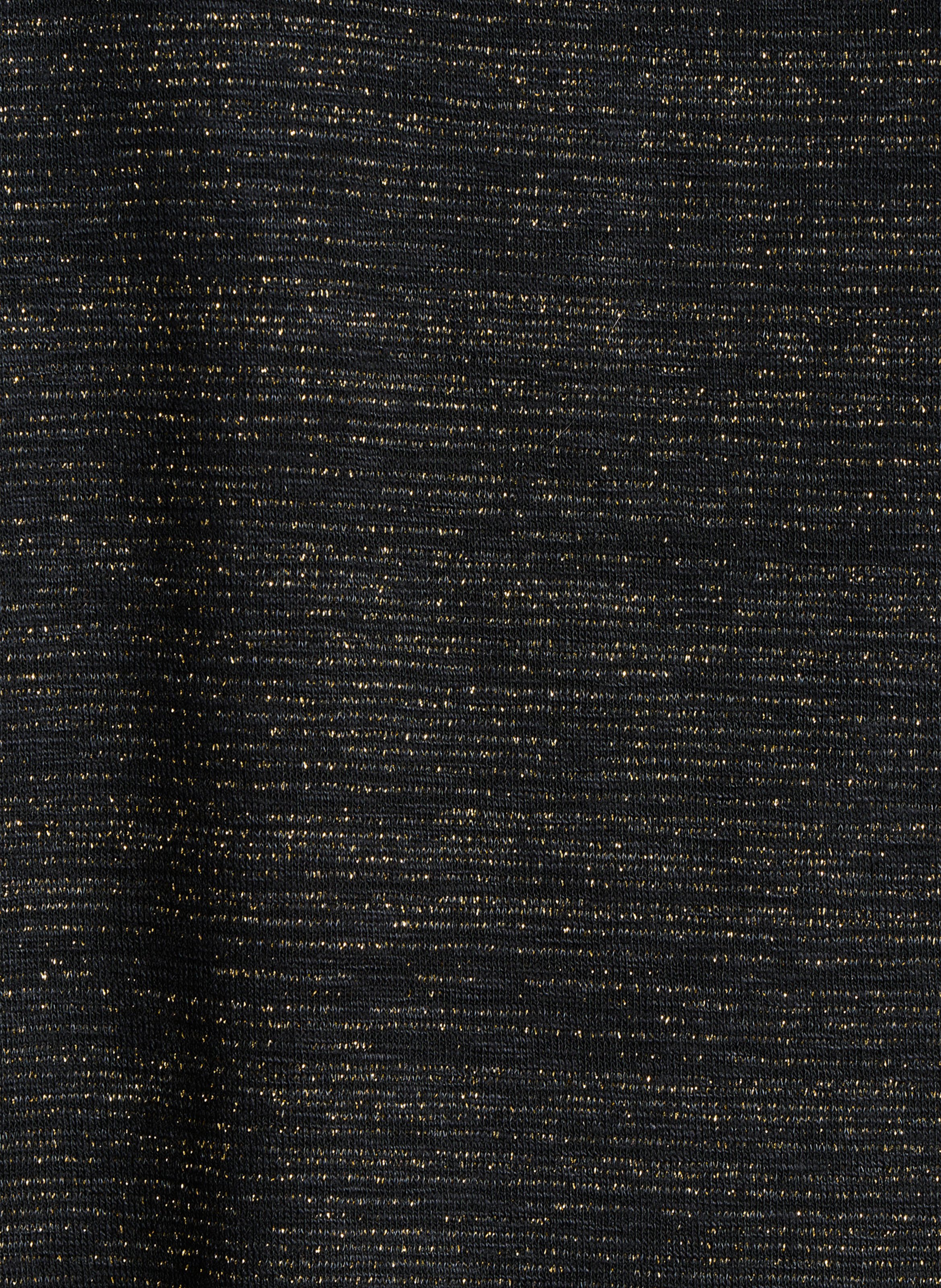 Tee-shirt col V manches courtes pailleté LA FEE MARABOUTEE Noir