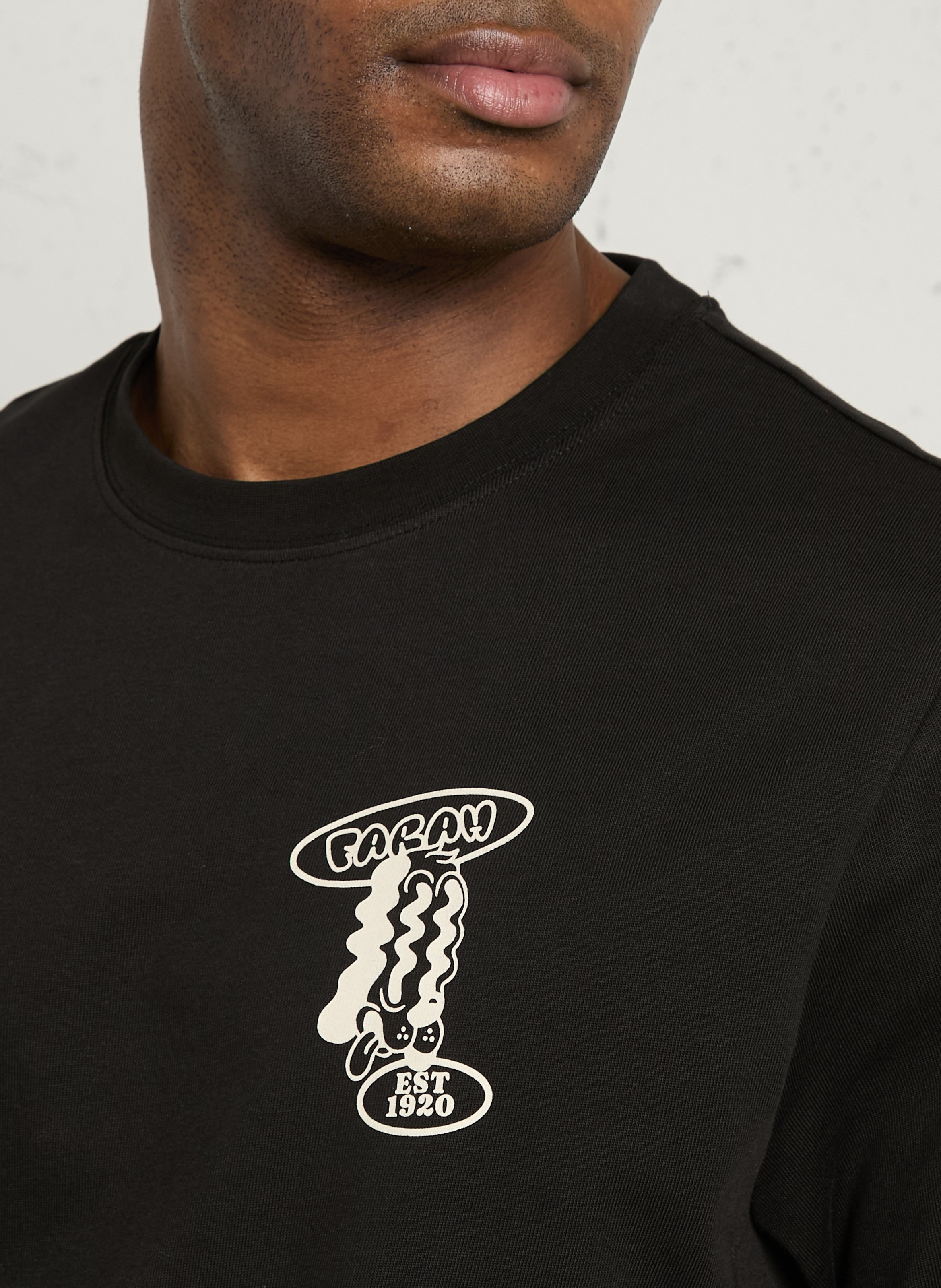 Tee-shirt droit col rond en coton bio FARAH Noir