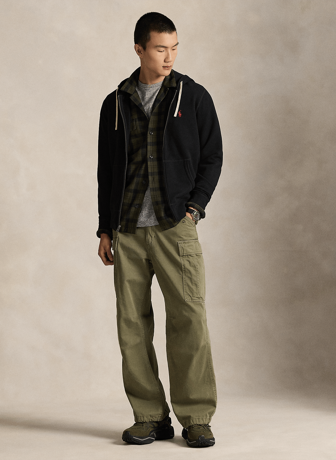 Sweat à capuche en coton mélangé POLO RALPH LAUREN Noir