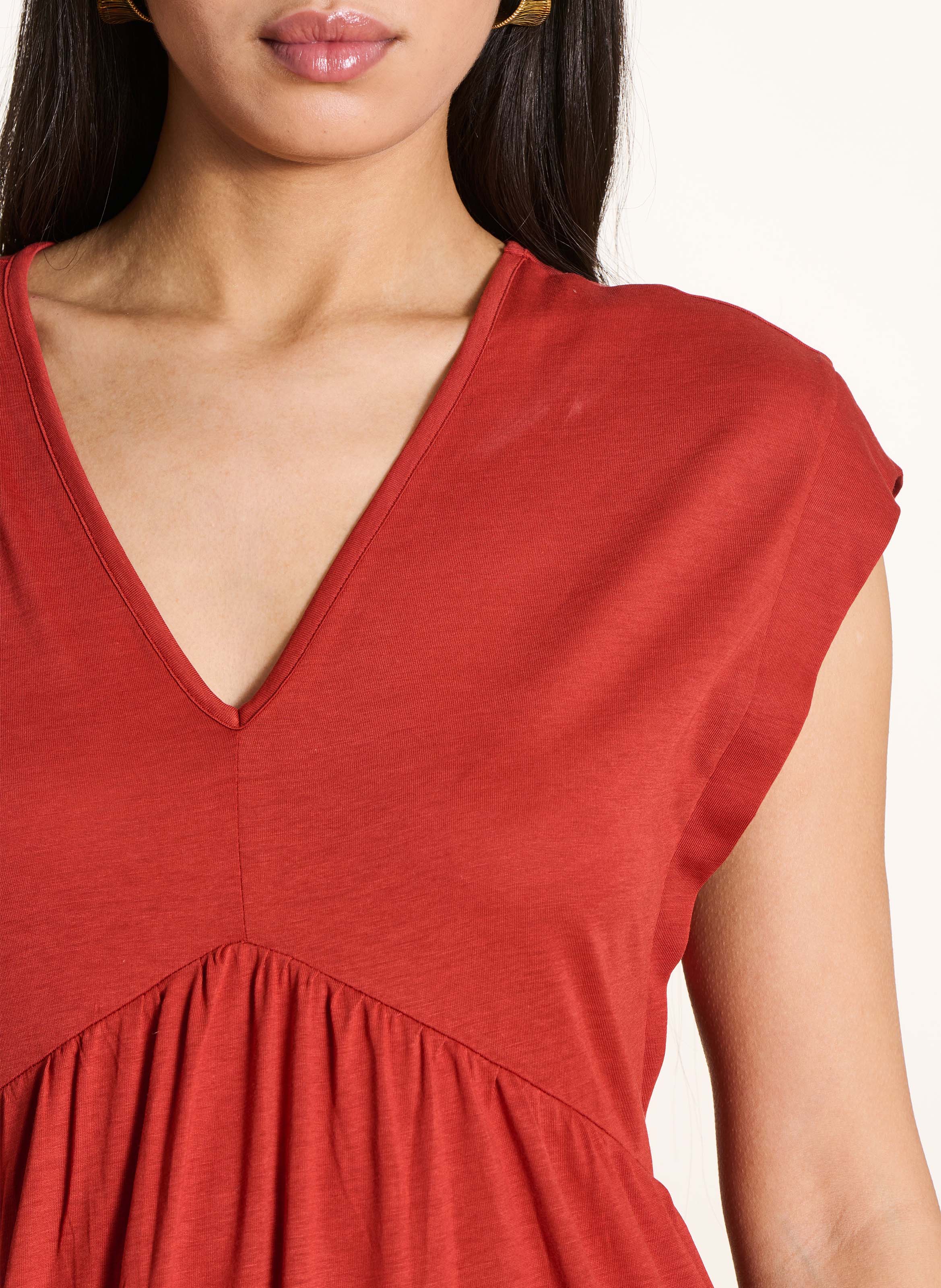 Langes Kleid mit V-Ausschnitt LA FEE MARABOUTEE Rot