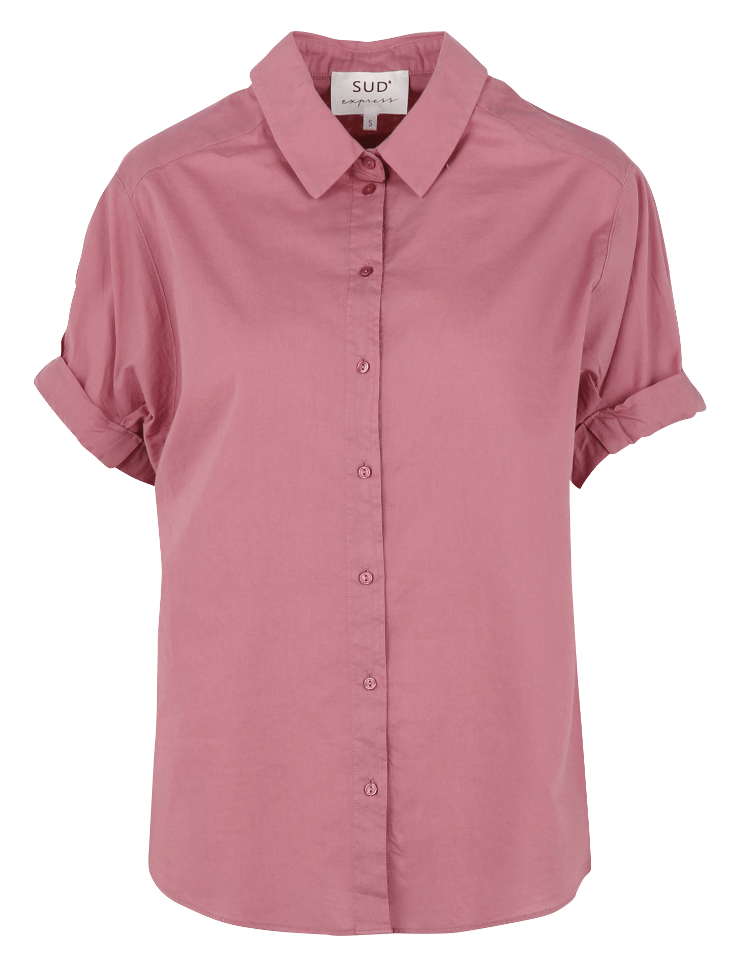 Chemise col classique manches contrastantes en coton CANCUN Rose vieillit