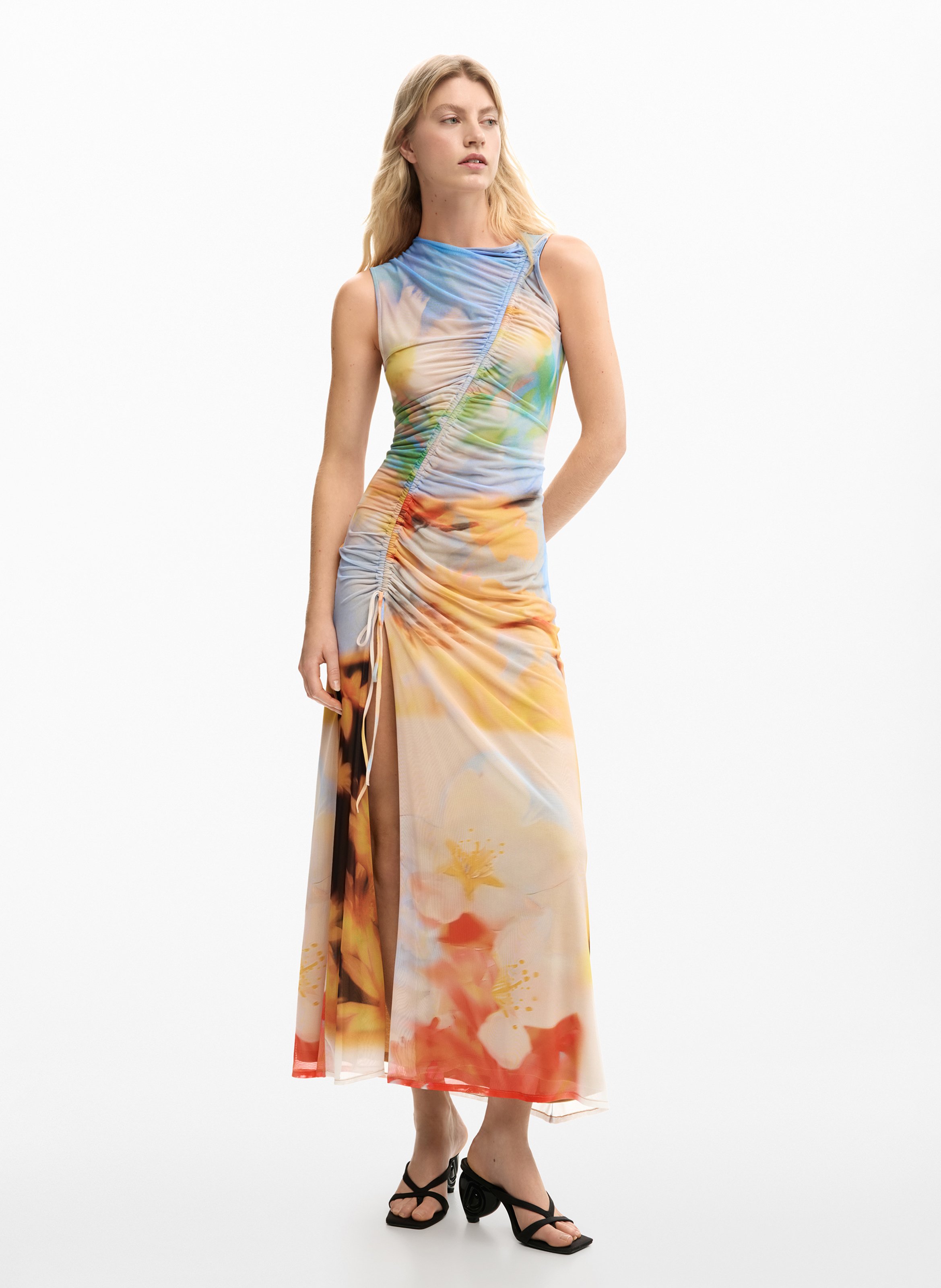 Robe longue imprimée col rond DESIGUAL Multicolore