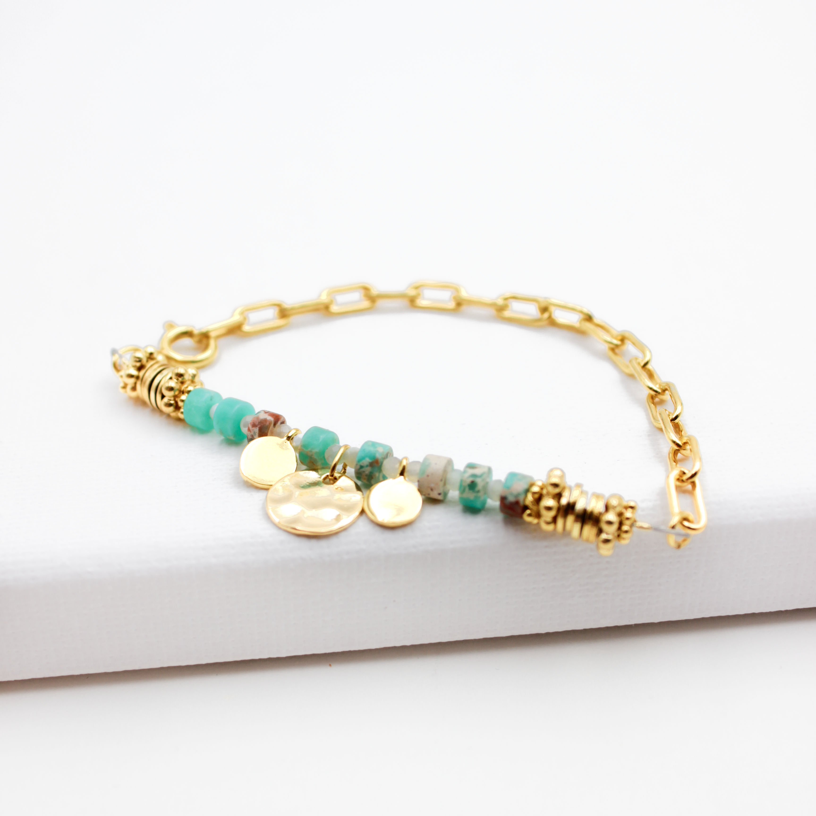 Bracelet heishi médaillons et chaîne - joe L'ATELIER DES DAMES Doré