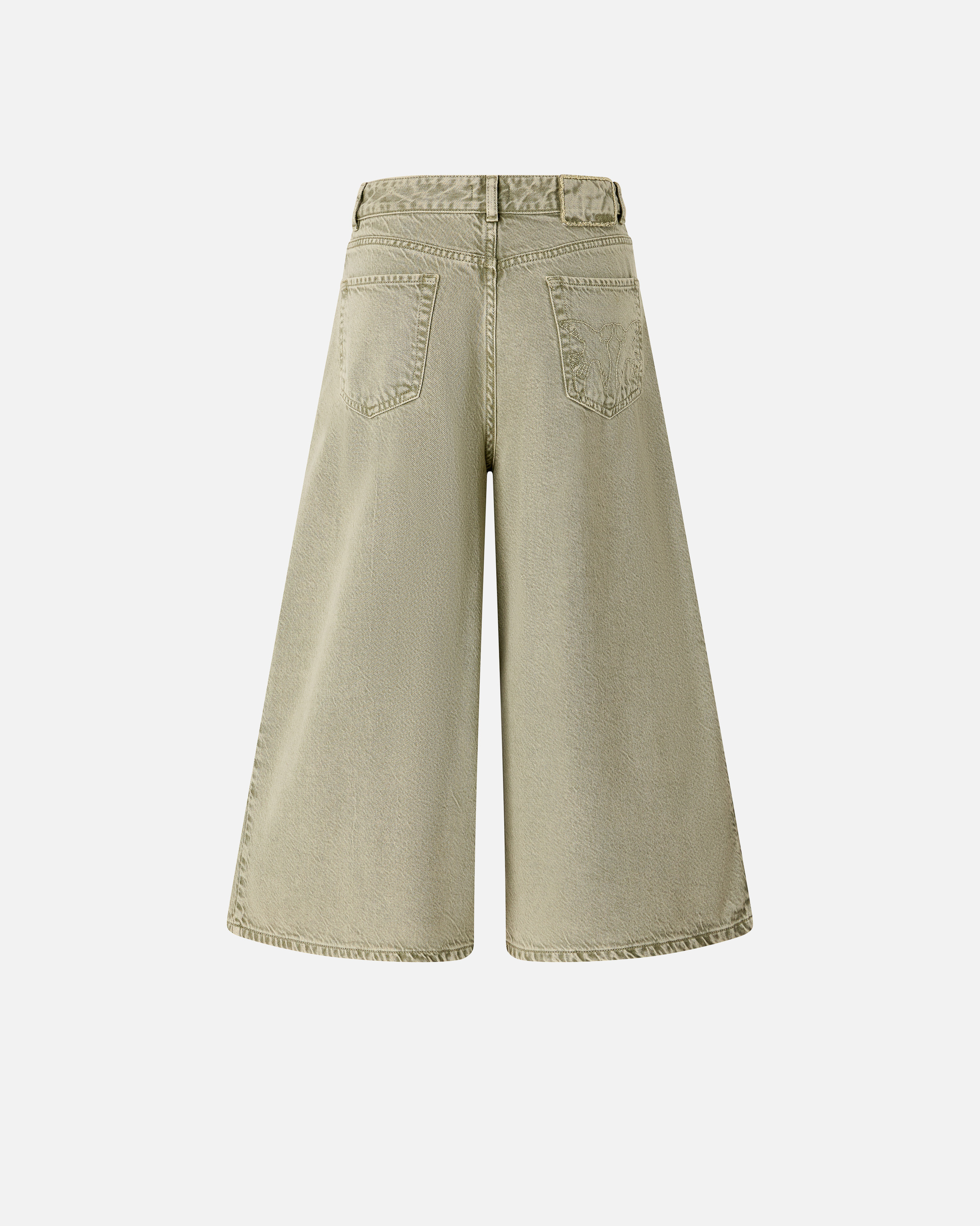 Long denim Bermuda shorts Green