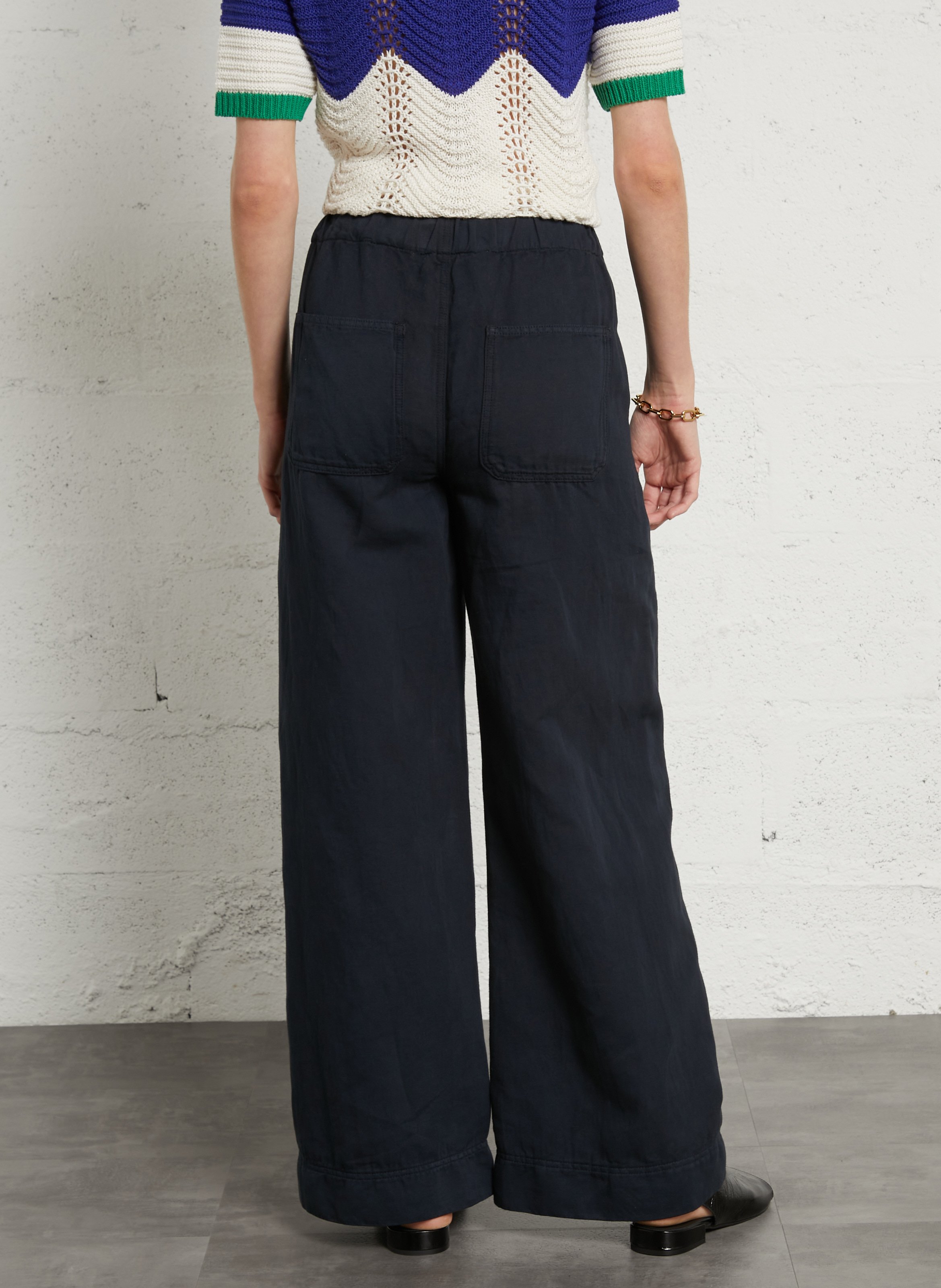 Pantalon large en lin mélangé TINSELS Noir
