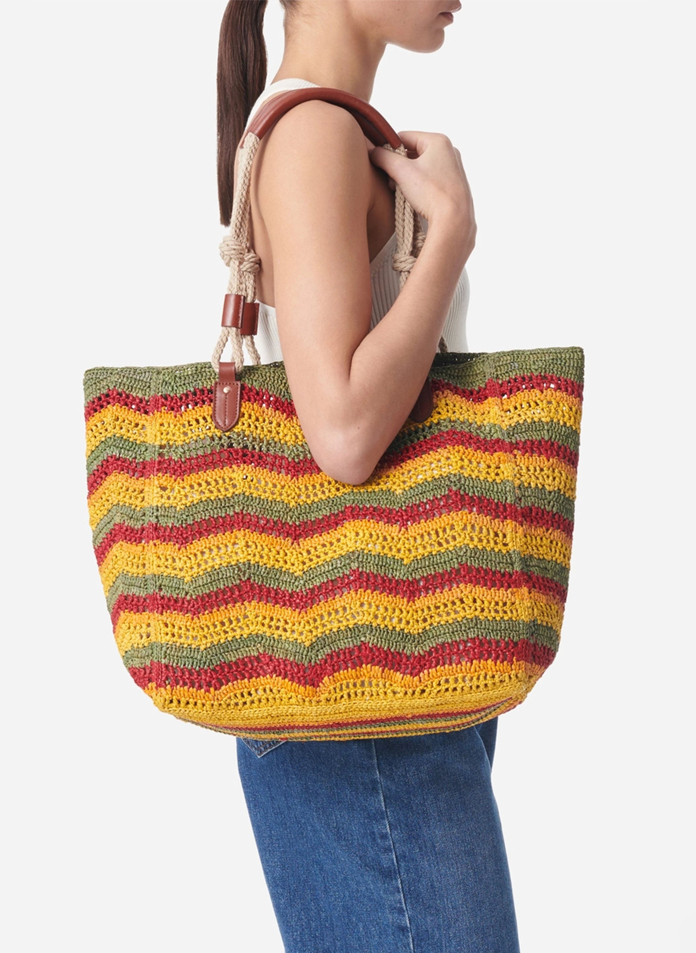 Sac porté épaule en raphia VANESSA BRUNO Multicolore