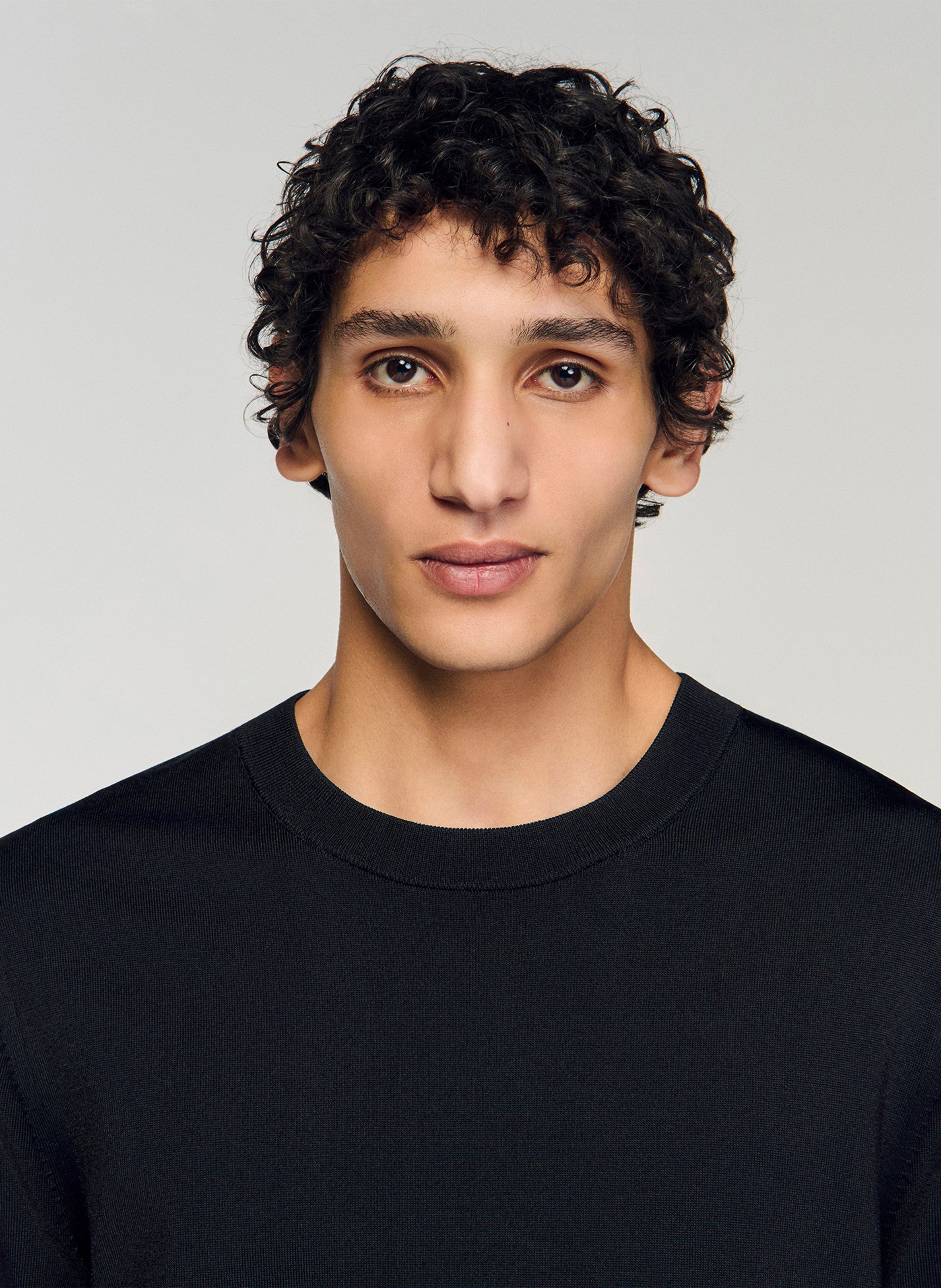 Tee-shirt col rond regular fit  SANDRO Noir