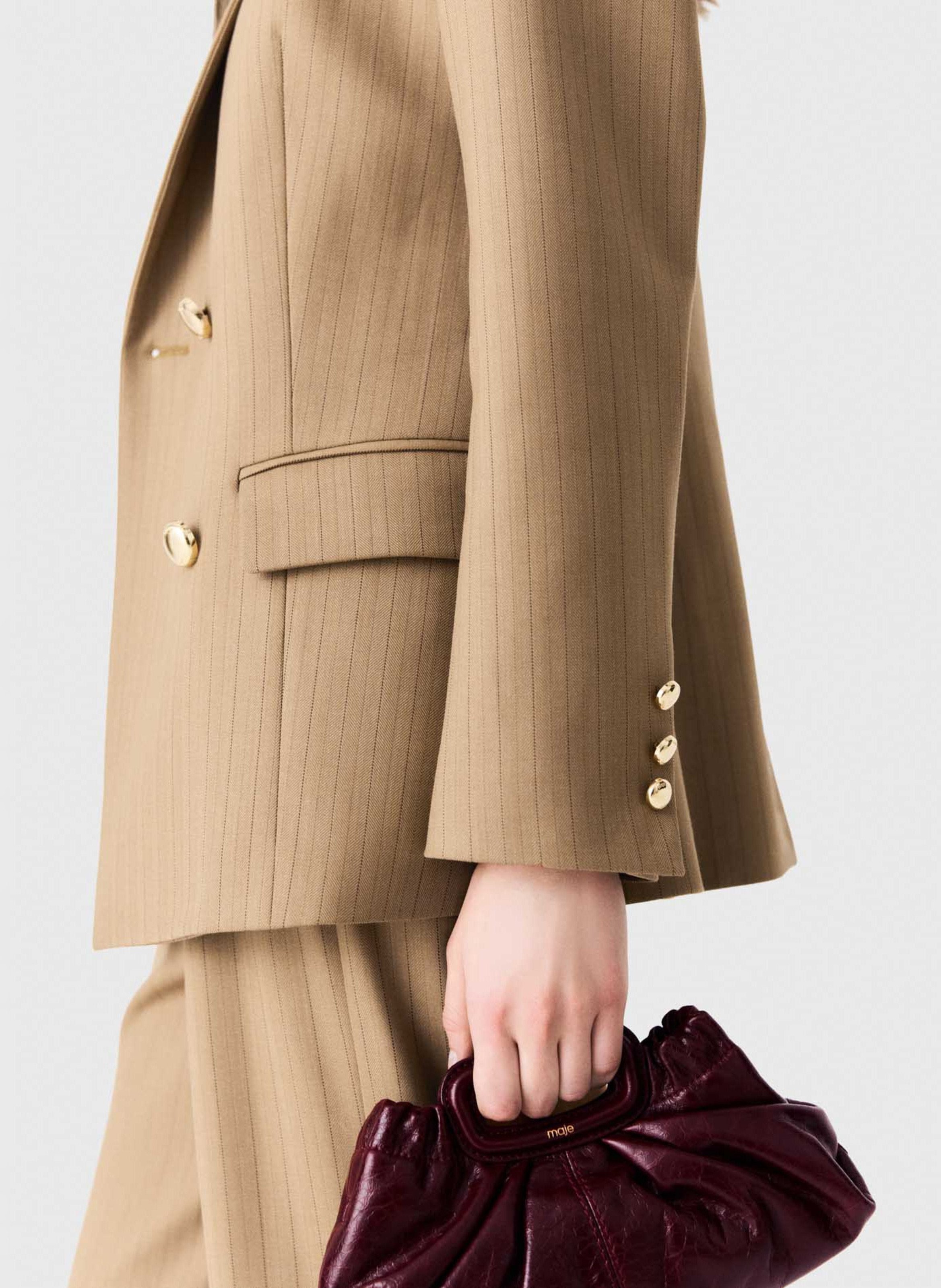 Fitted wool-blend suit jacket MAJE Beige