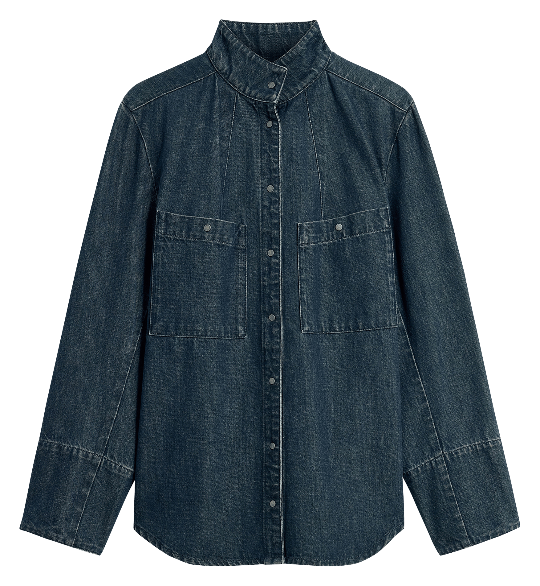 Recht overhemd van gemengd gerecycled katoenen denim SOEUR Blauw