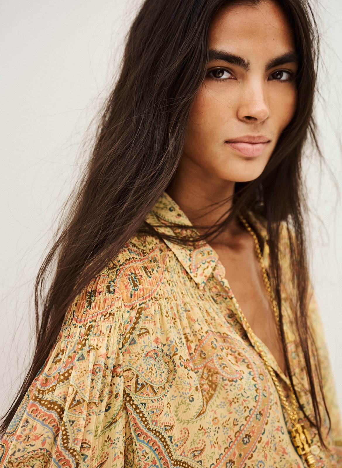 Gedrukte vloeibare blouse met knoopjes BA&SH Geel
