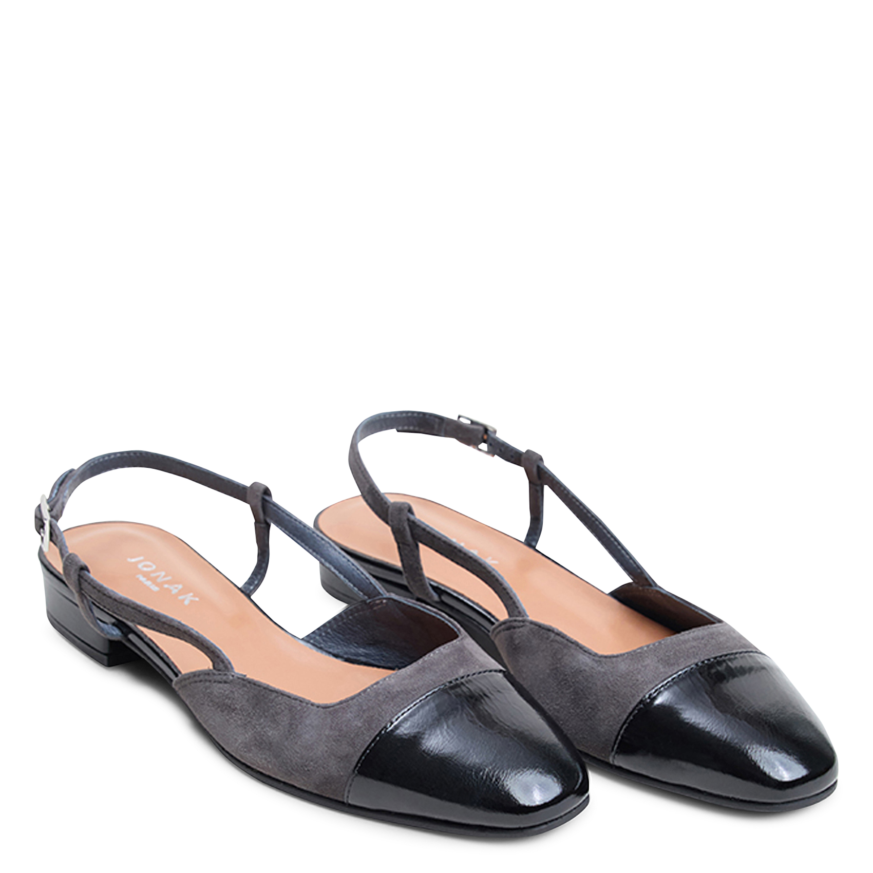 Two-tone leather ballerina flats JONAK Grey