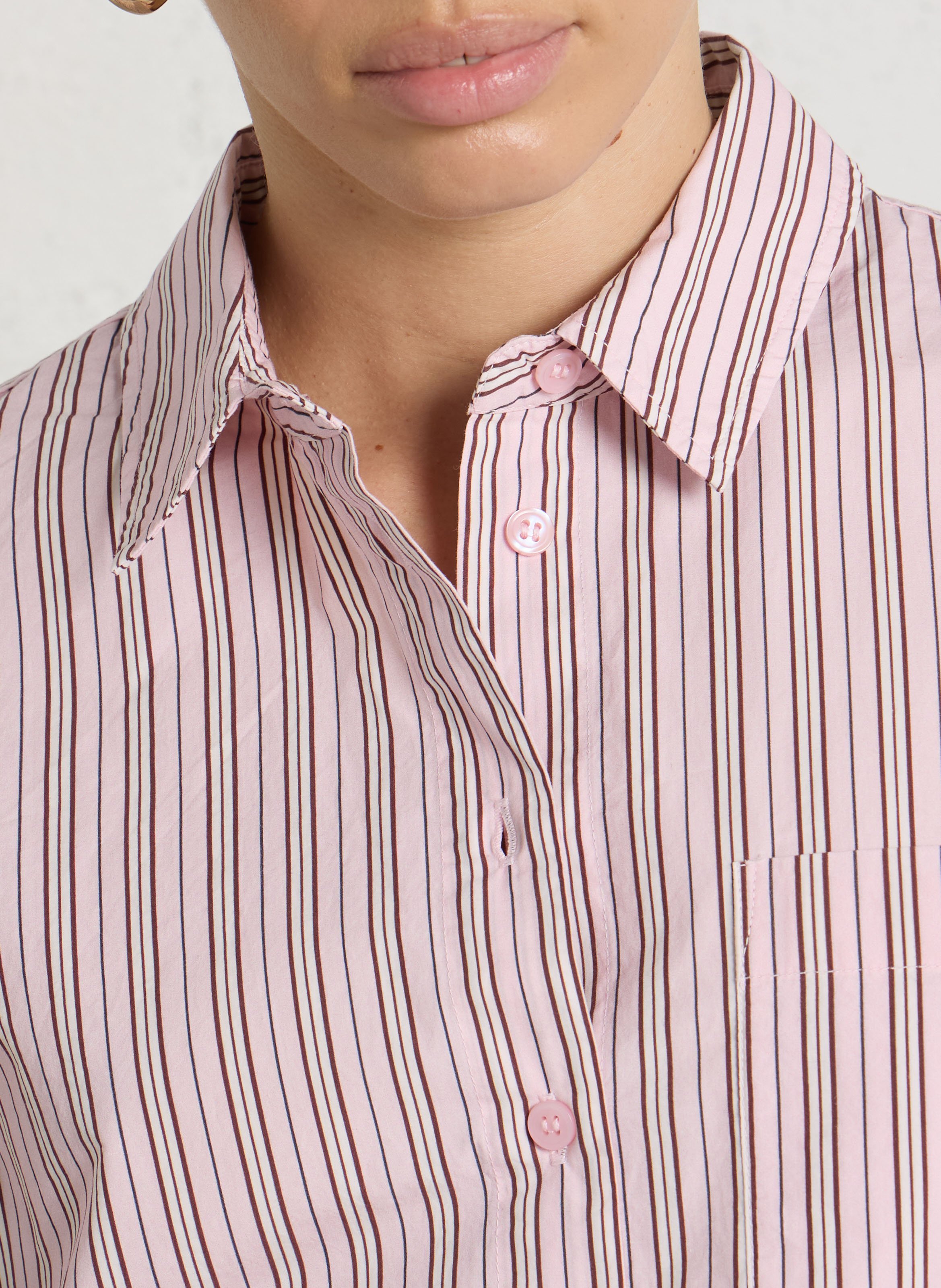 Chemise droite rayée en coton DES PETITS HAUTS Multicolore