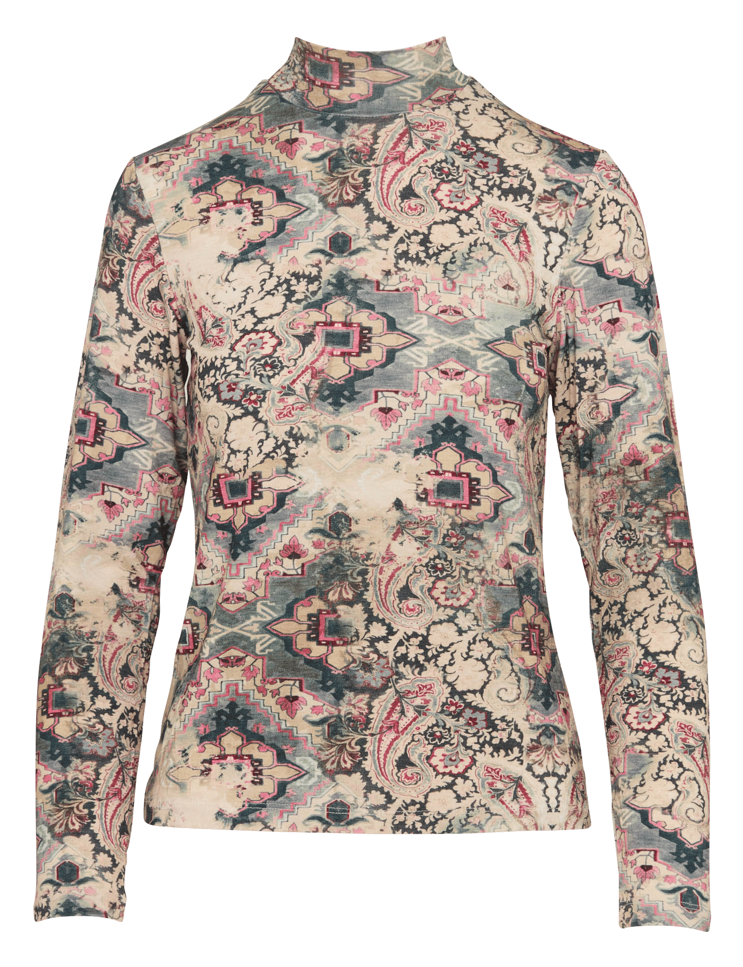 T-shirt manches longues imprimé col montant | Blanc LA FEE MARABOUTEE Femme