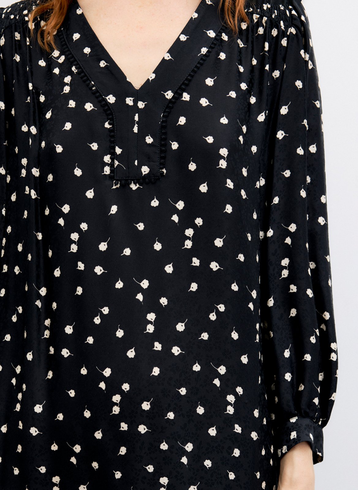 Robe fluide col v imprimée GERARD DAREL Noir