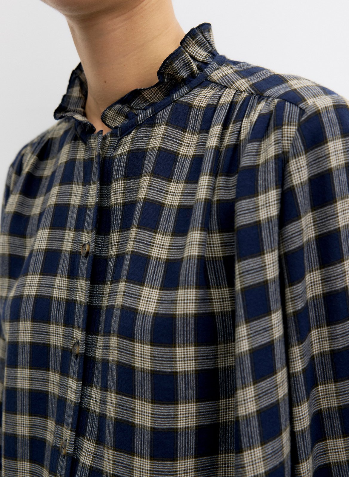 Straight shirt with high collar in checkered pattern GERARD DAREL Blue