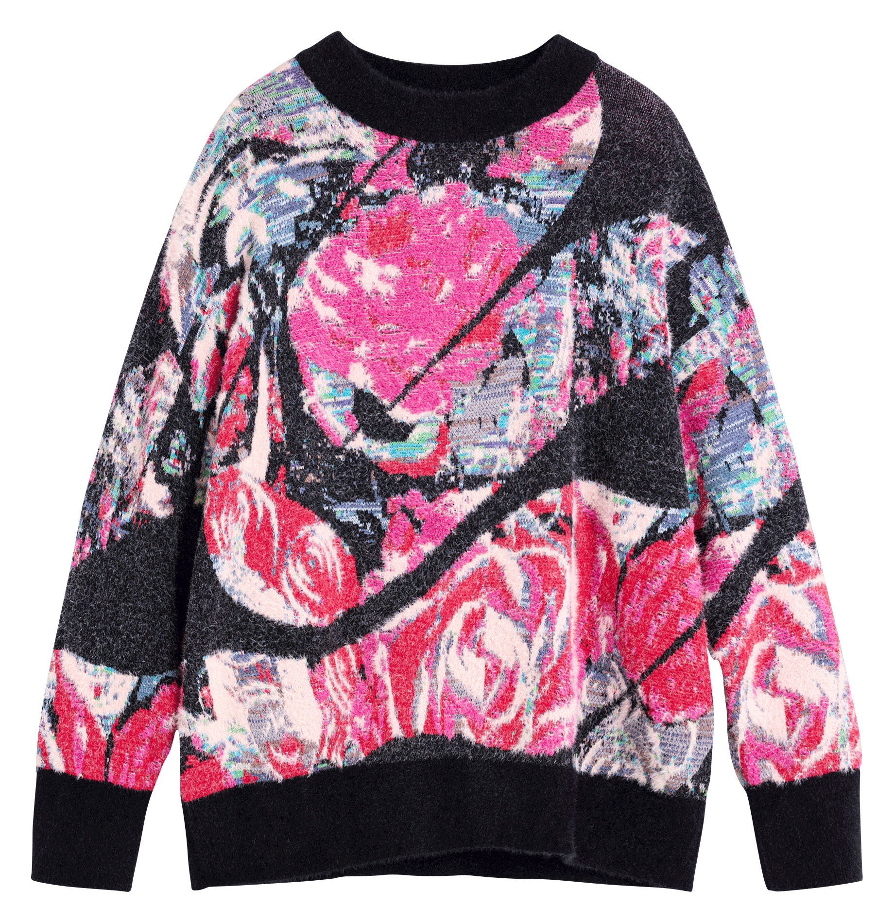 Pull col rond en coton mélangé DESIGUAL Noir