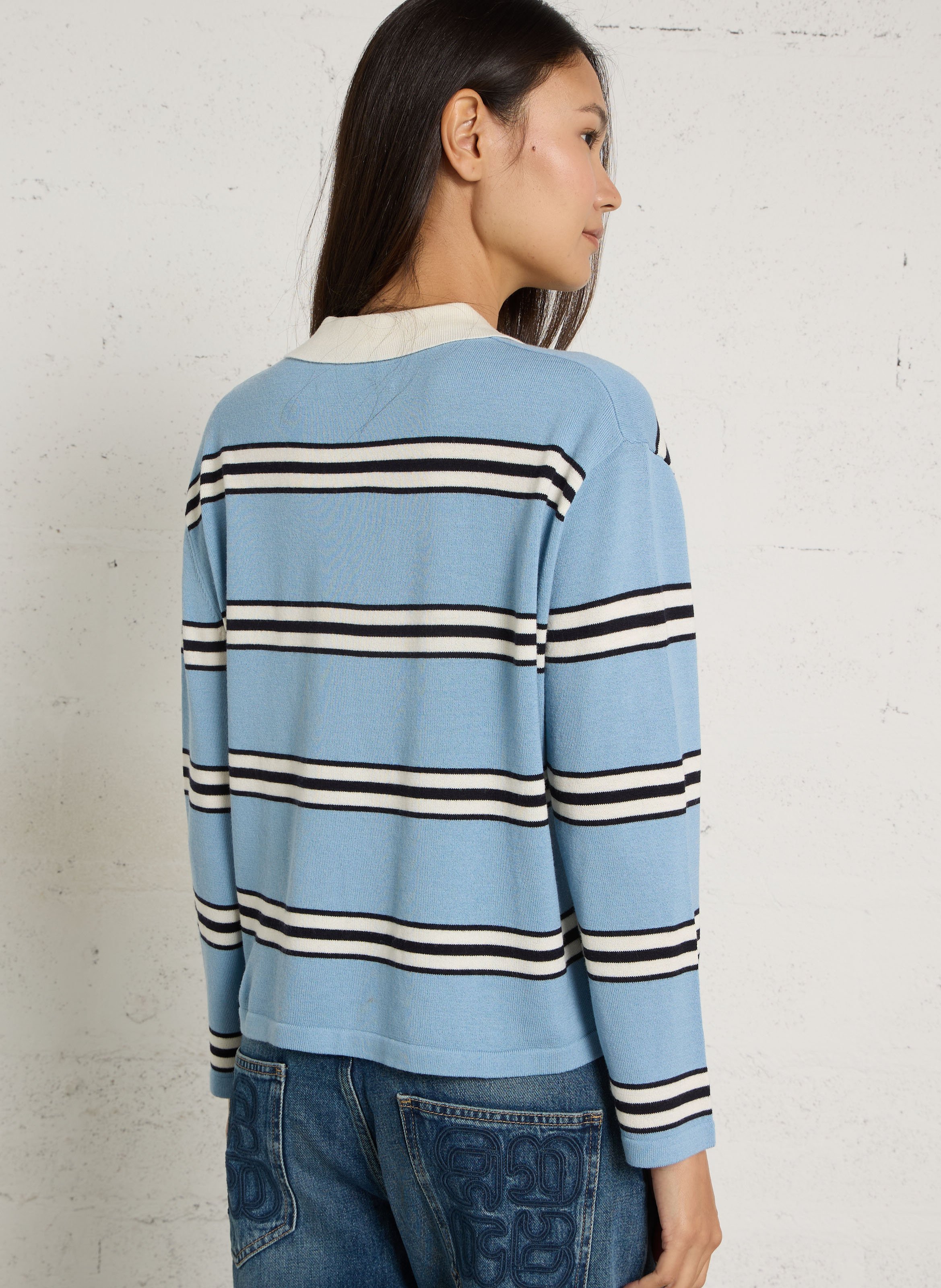 Wool sweater with polo collar THE TINY BIG SISTER Blue