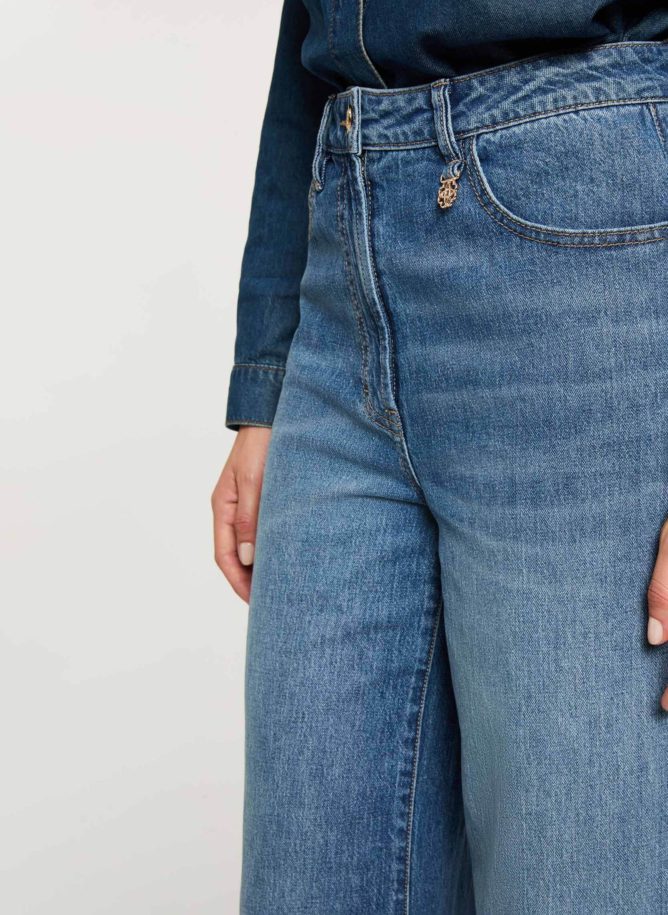 Wide-leg cotton-blend jeans MORGAN Blue