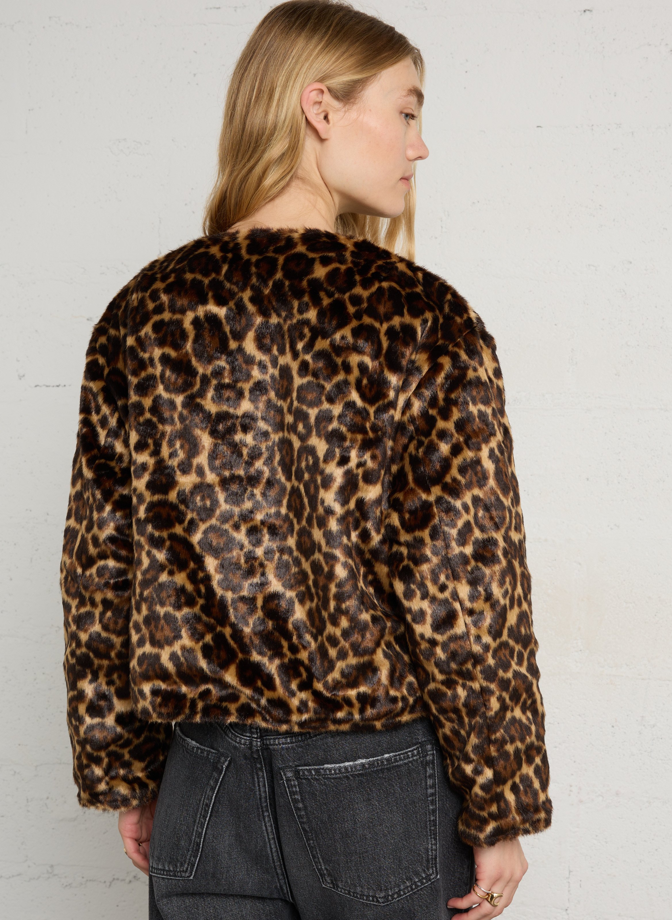 Veste courte réversible effet fourrure  IKKS Noir