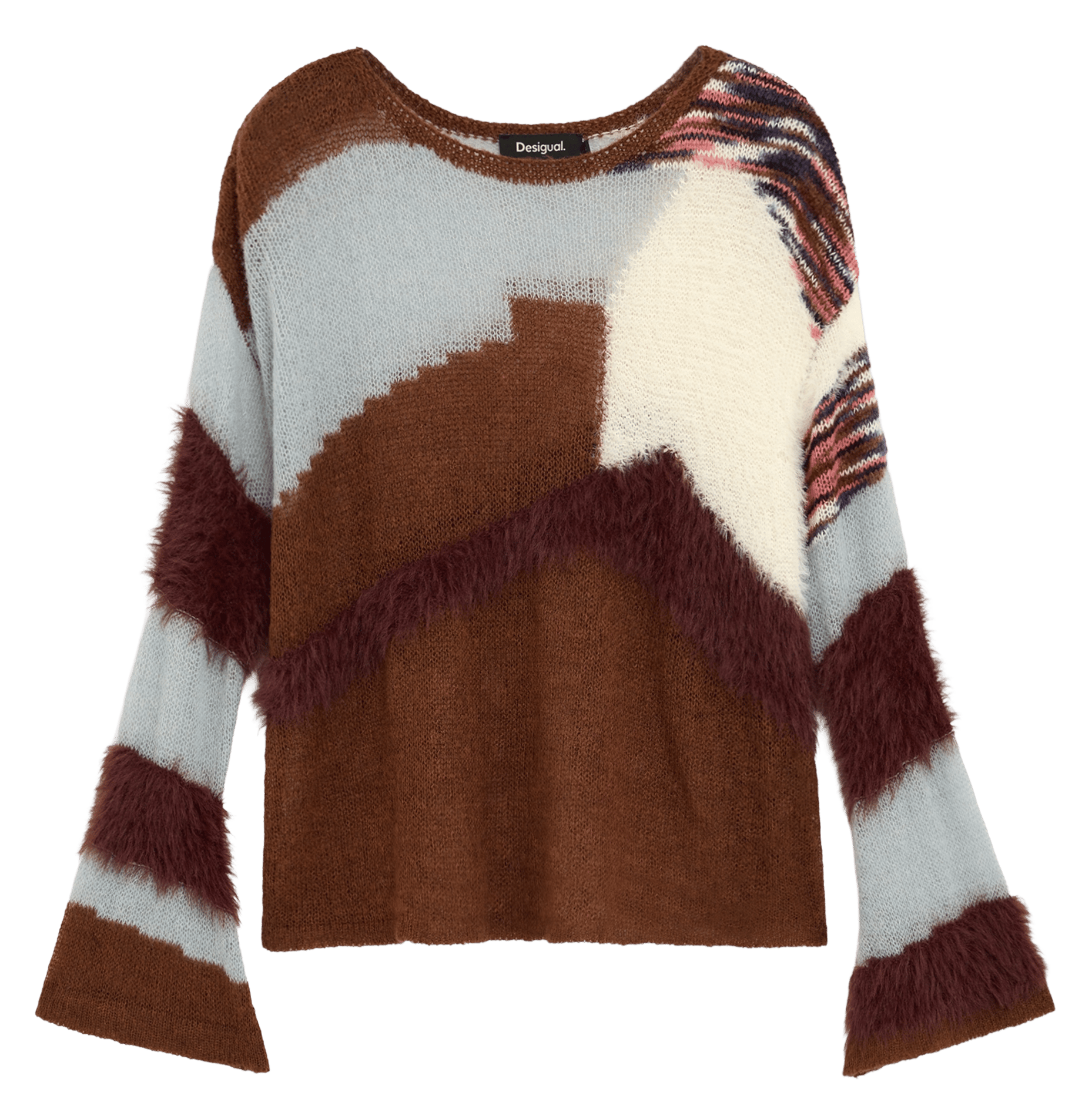 Pull ample imprimé en maille DESIGUAL Marron