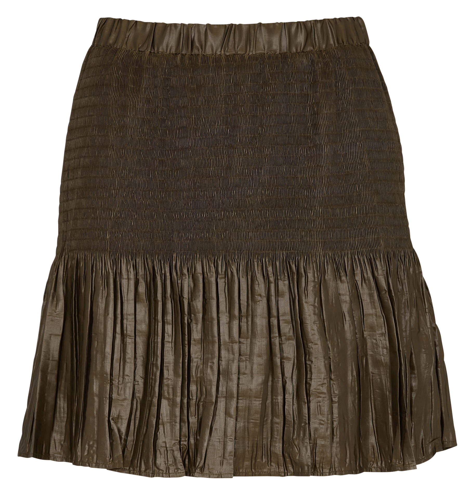 Jupe courte smockée unie COTELAC Marron