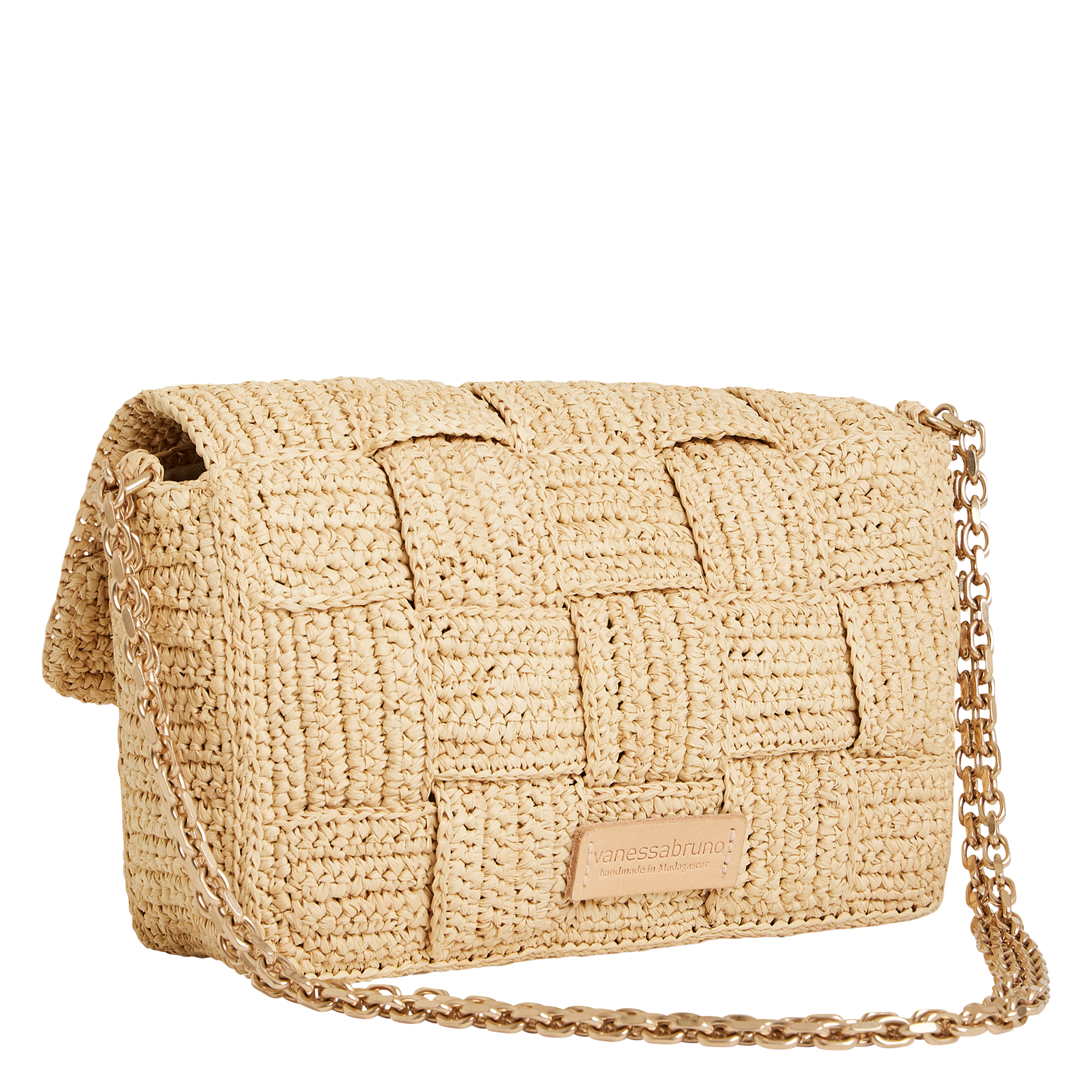 Sac bandoulière en raphia Beige