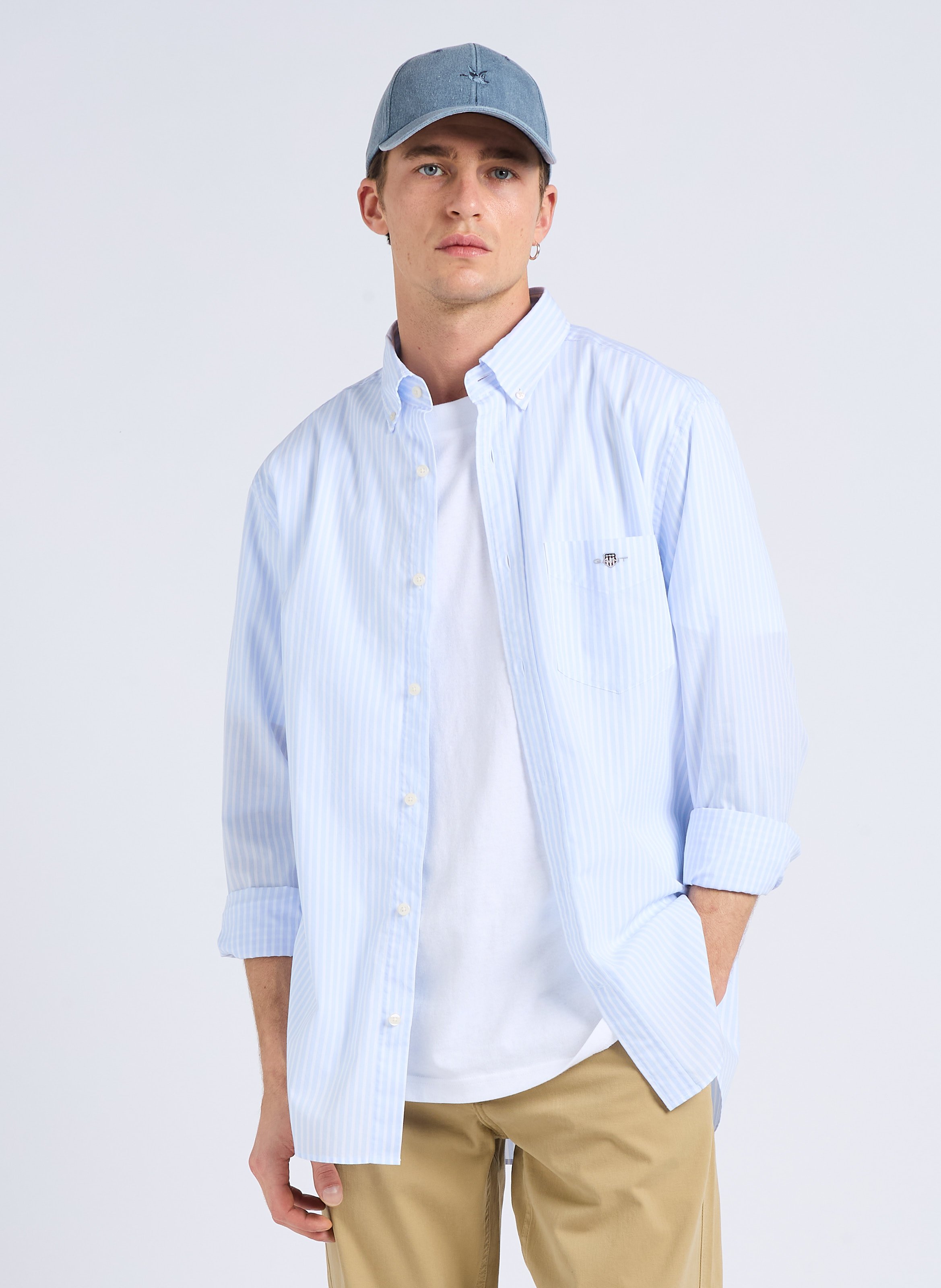 Cotton shirt with classic collar GANT Blue