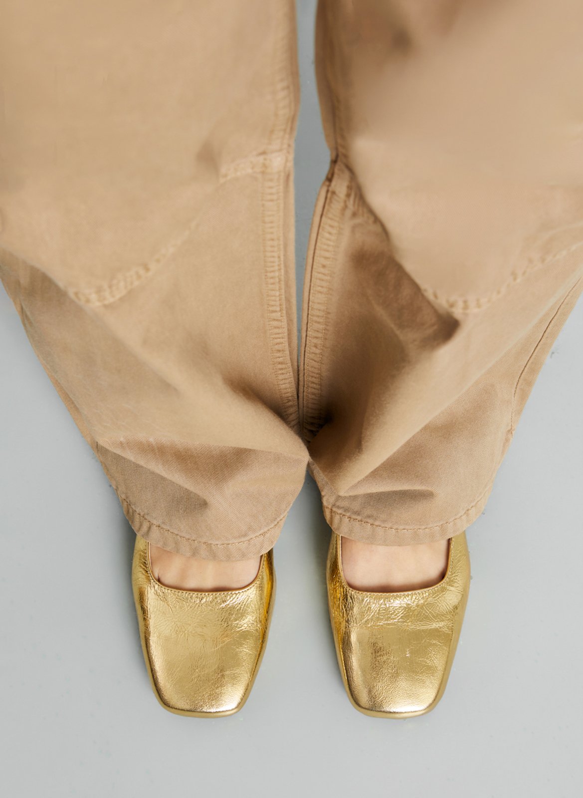 Ballerines en cuir métallisé AUGUSTA Doré