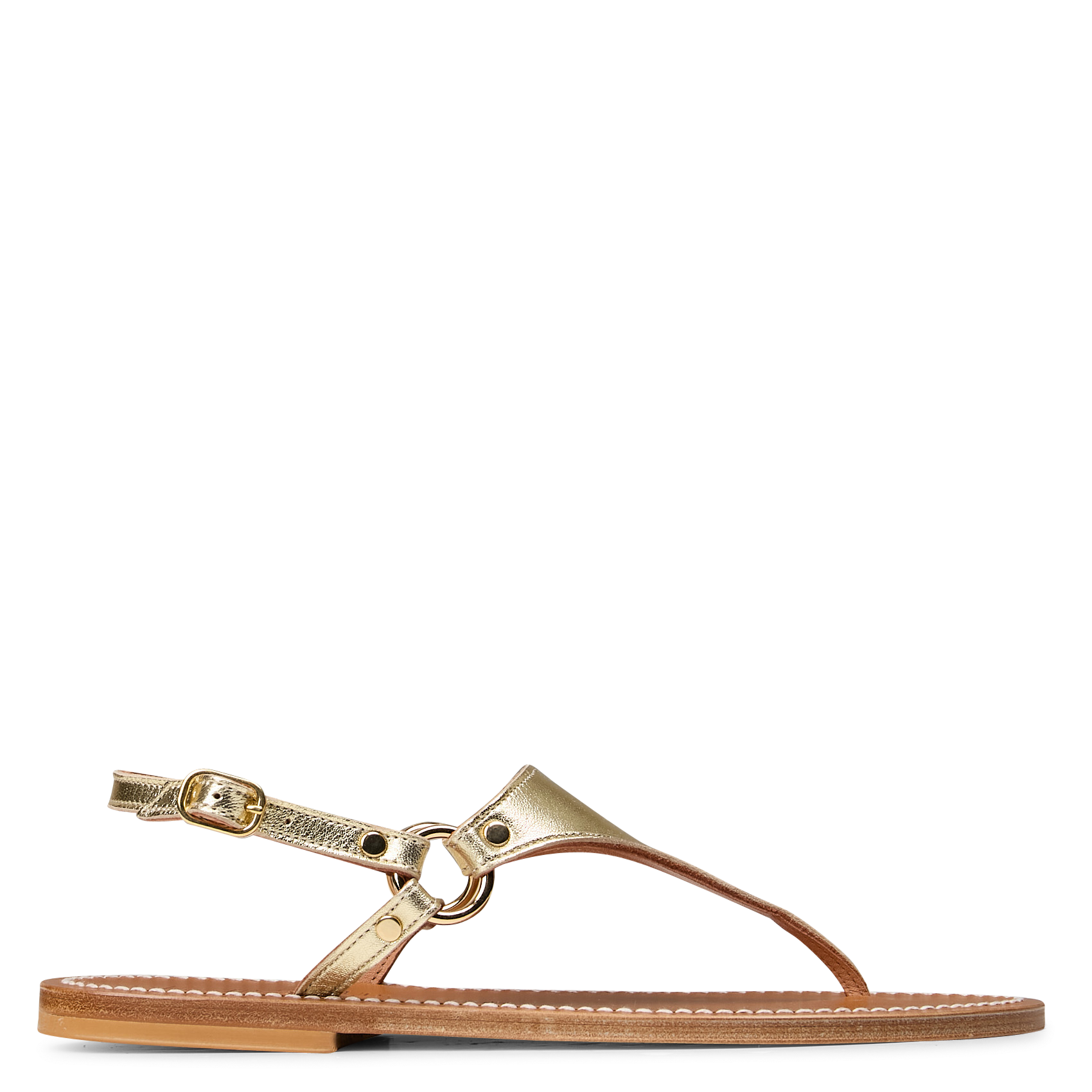 Aouda flat leather sandals K JACQUES Golden