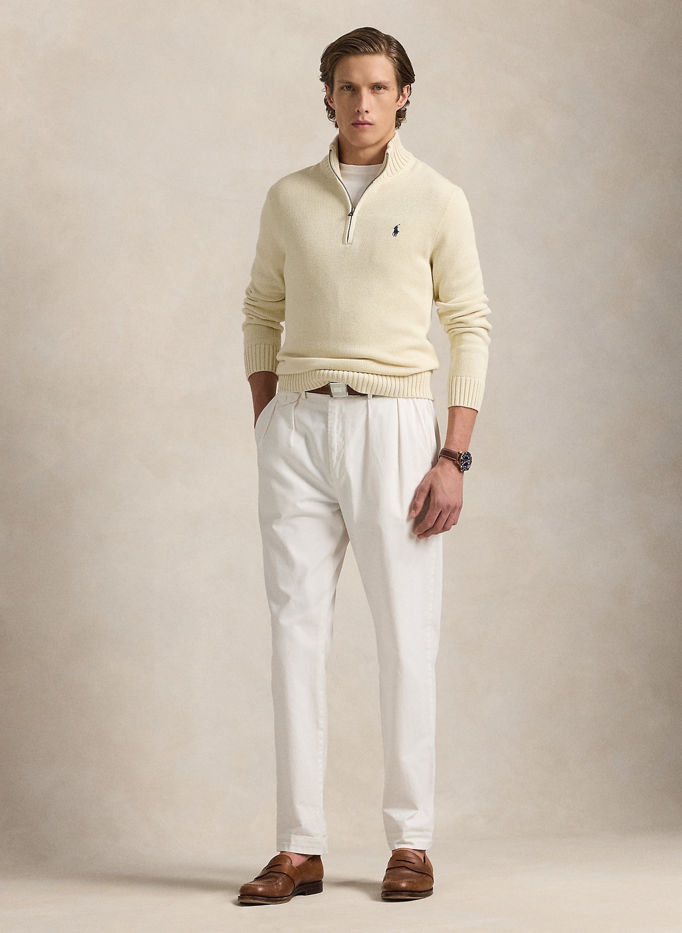 Cotton sweater with zip-up neck POLO RALPH LAUREN Beige