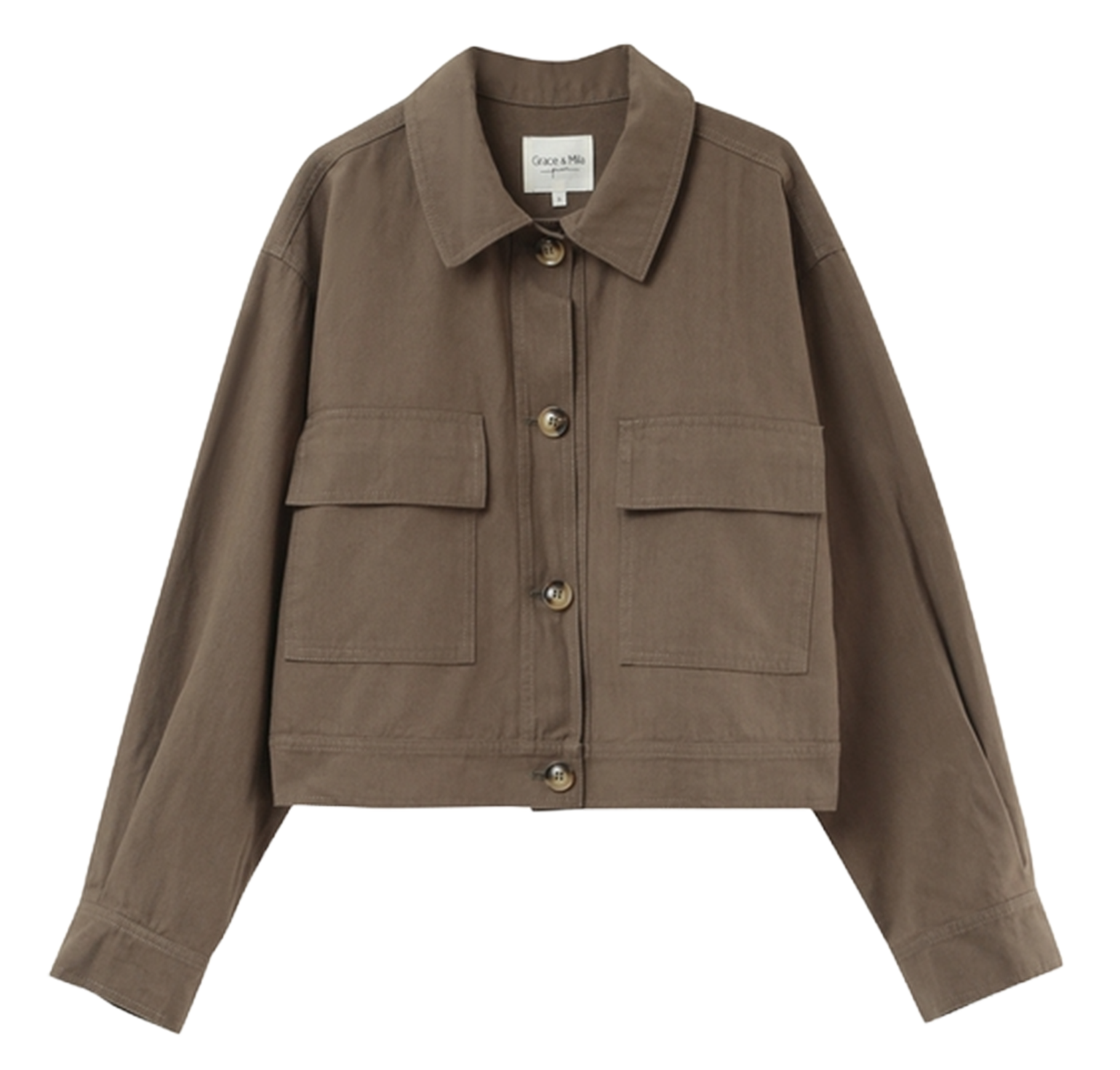 Shirt collar cotton jacket GRACE ET MILA Green