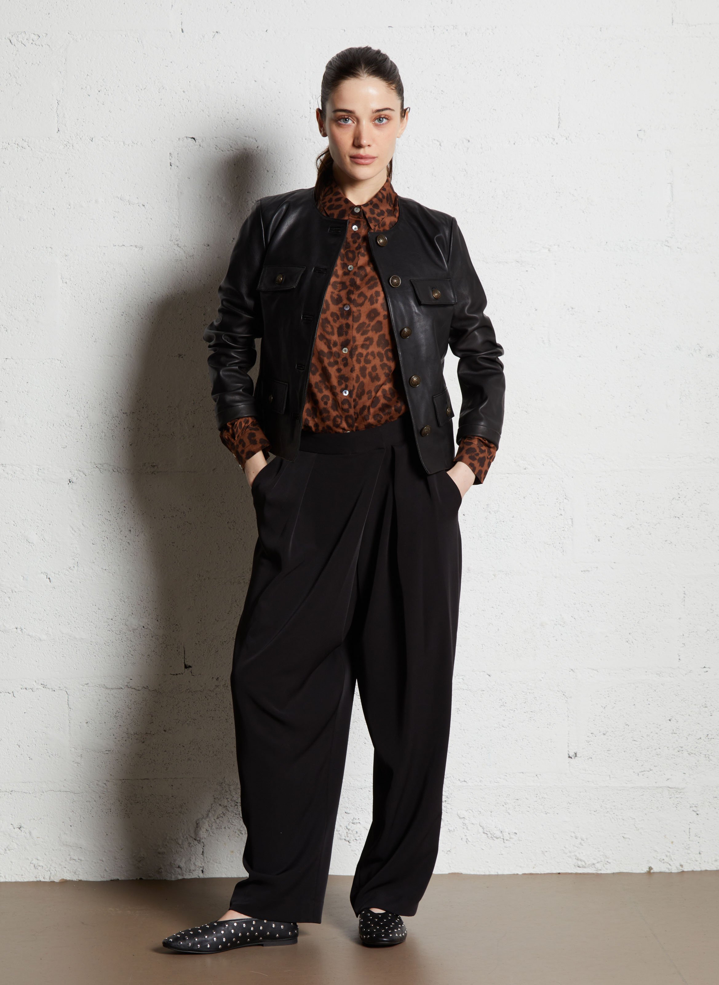 Leather jacket MAISON 123 Black