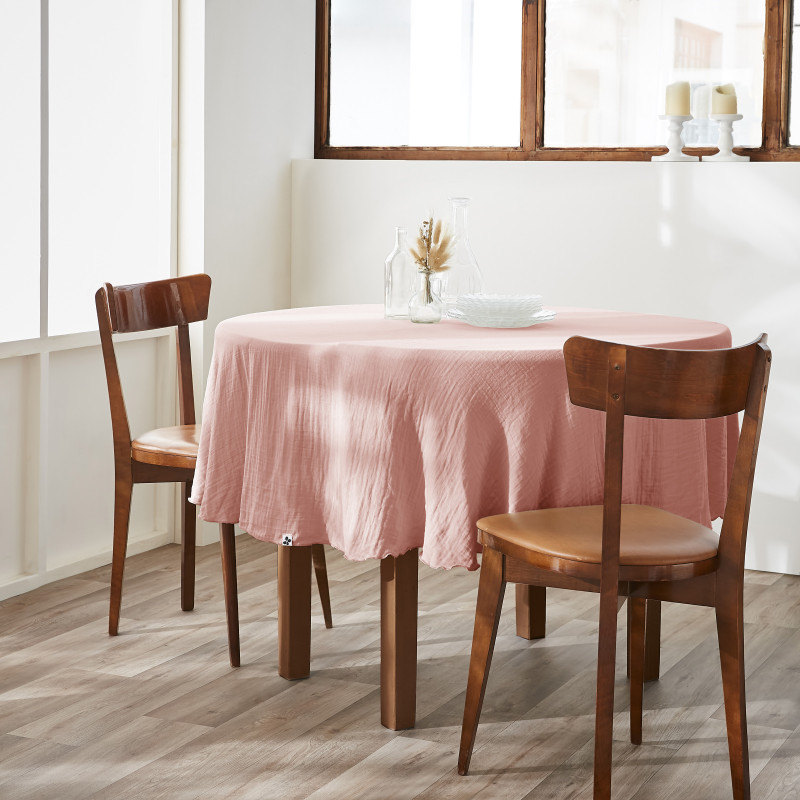 Cotton gauze tablecloth L'EFFET PAPILLON Pink