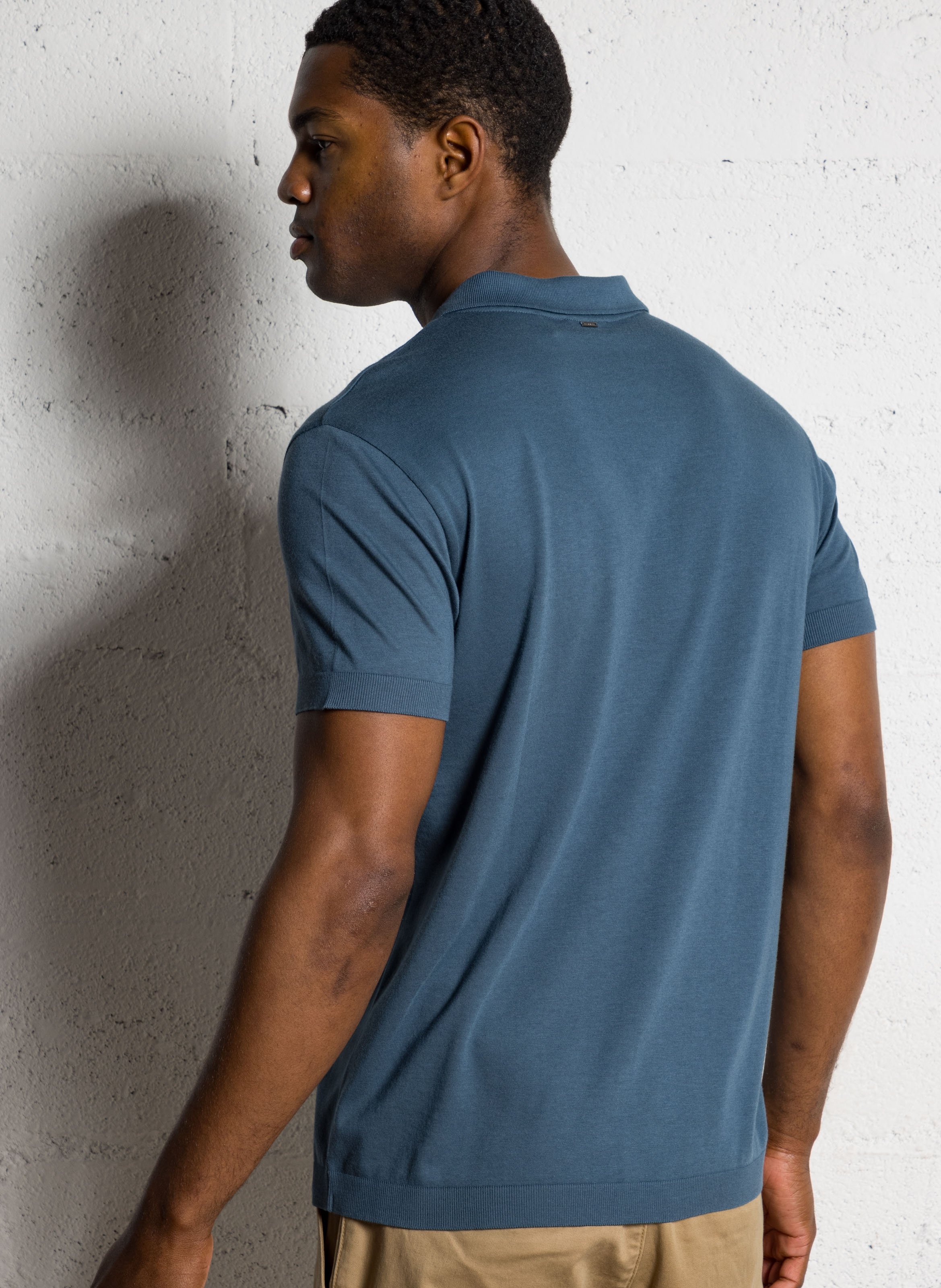 Kurzarm-Poloshirt aus einfarbigem Strick IKKS Blau