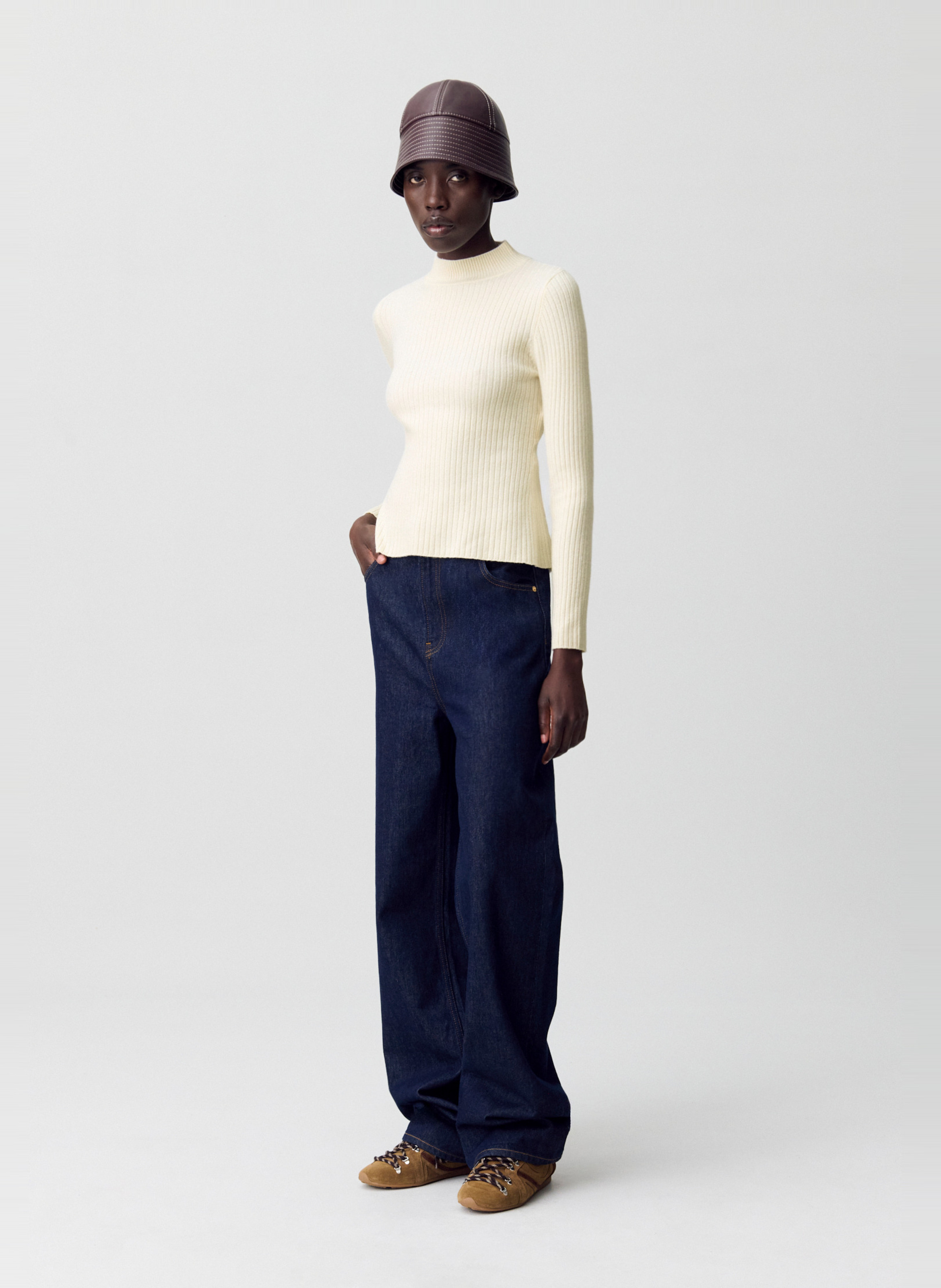 Pull col rond en laine mélangée CLAUDIE PIERLOT Beige