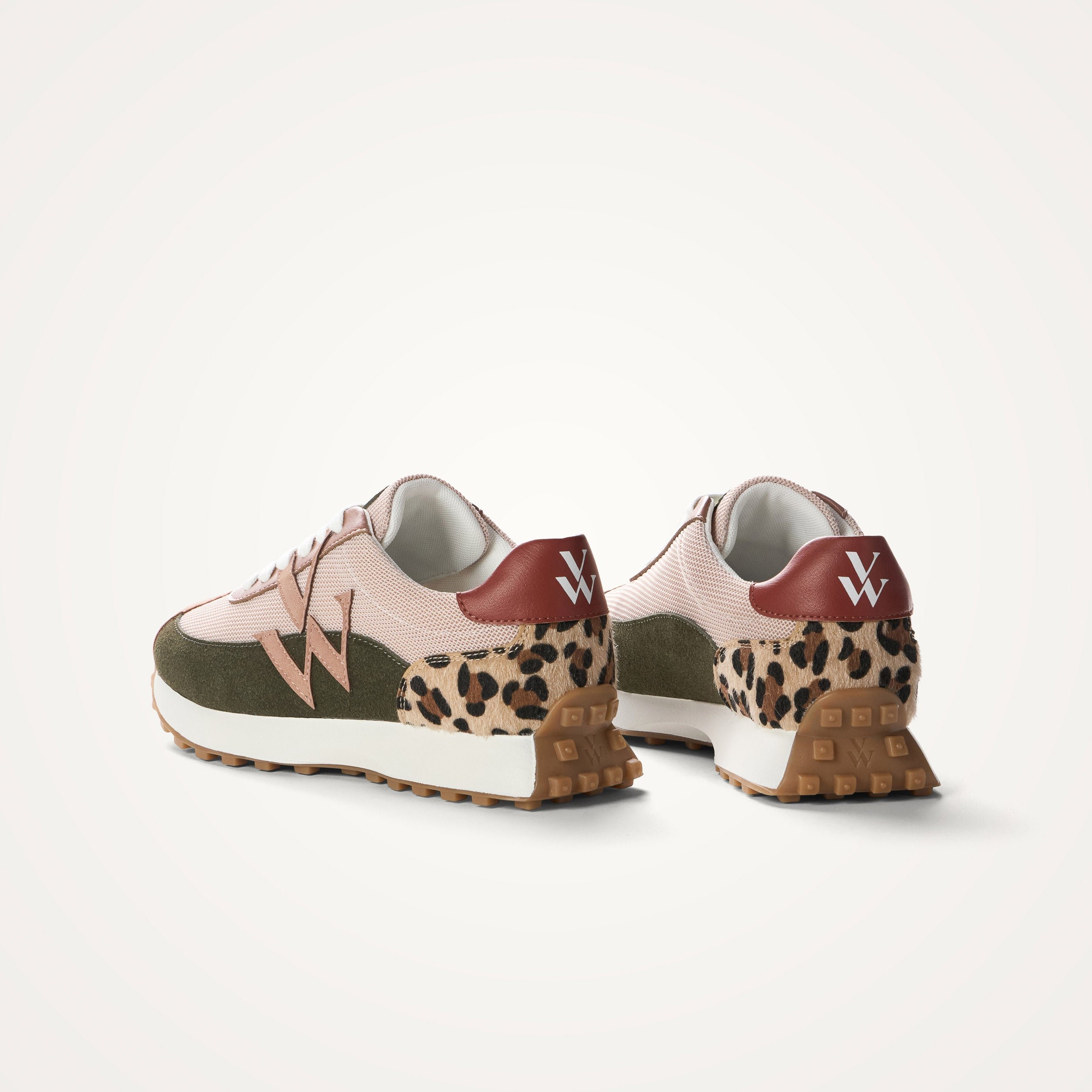 Contrasting leather-effect low-top sneakers VANESSA WU Pink