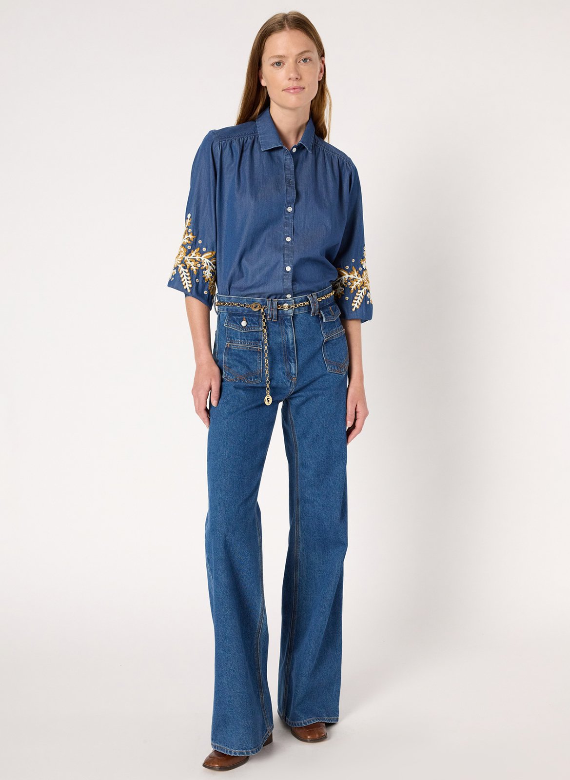 Chemise droite en coton GERARD DAREL Bleu