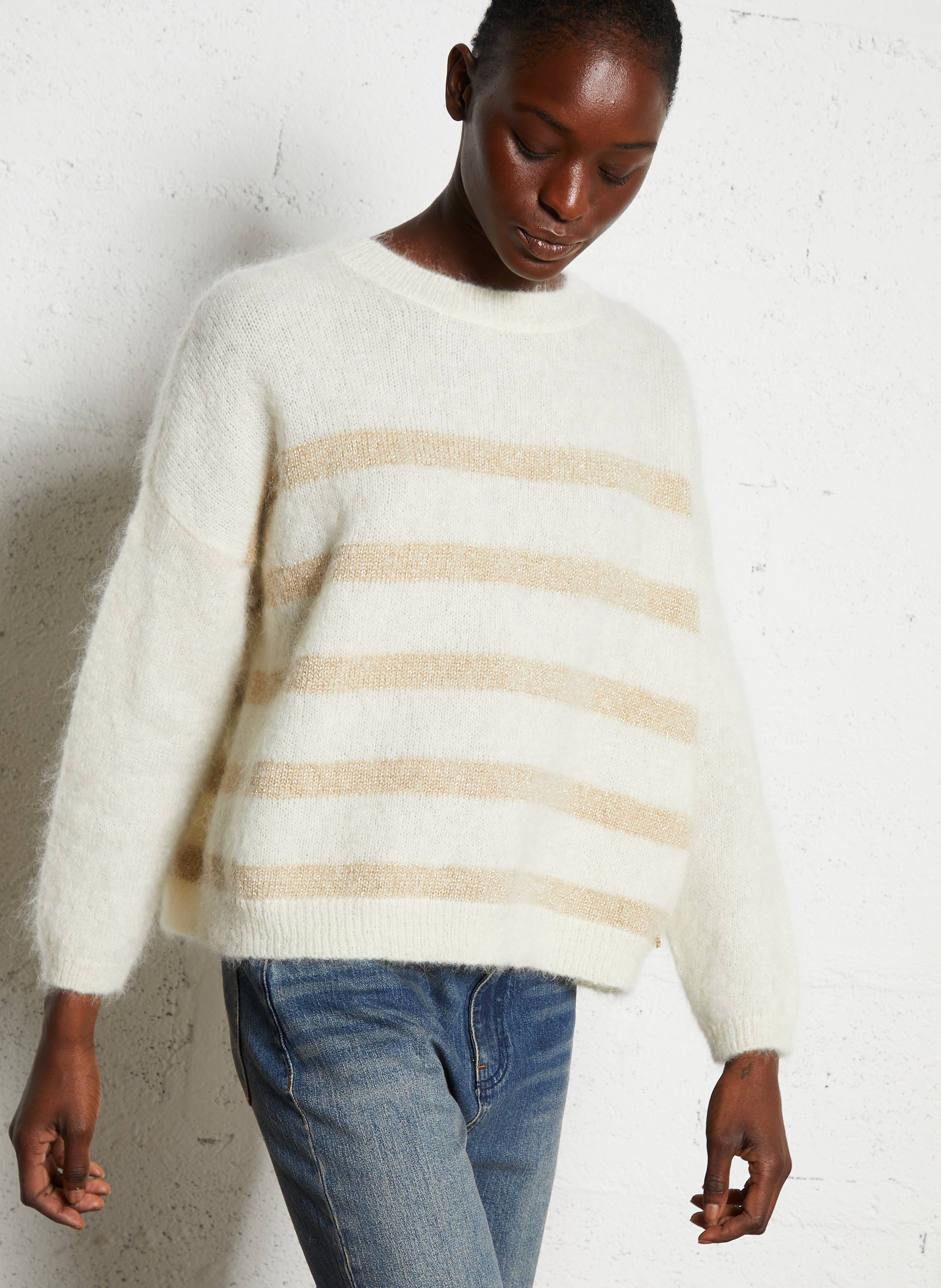 Wool-blend loose-fit striped sweater DES PETITS HAUTS
