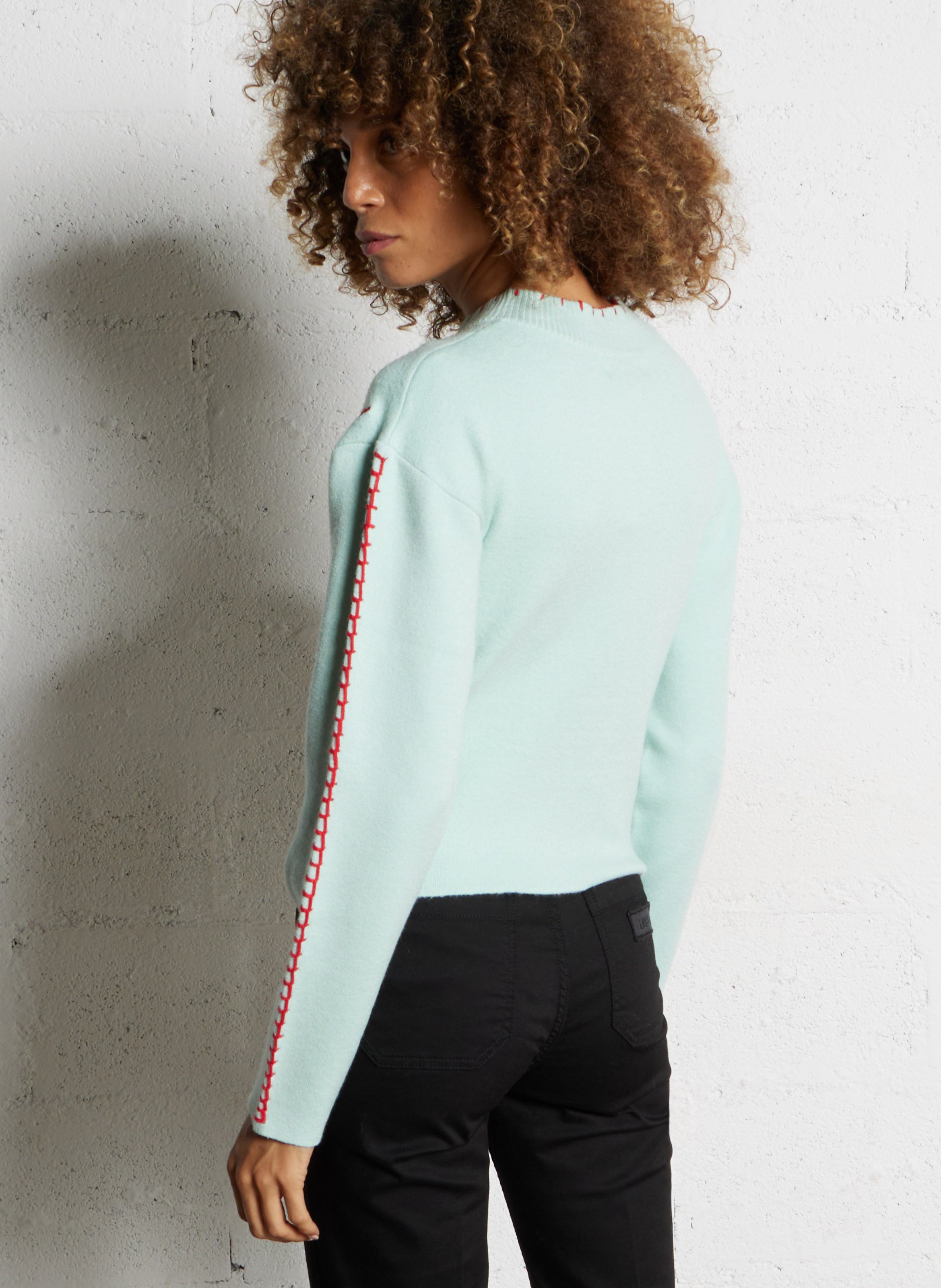 Gilet col rond brodé NEVER FULLY DRESSED Bleu