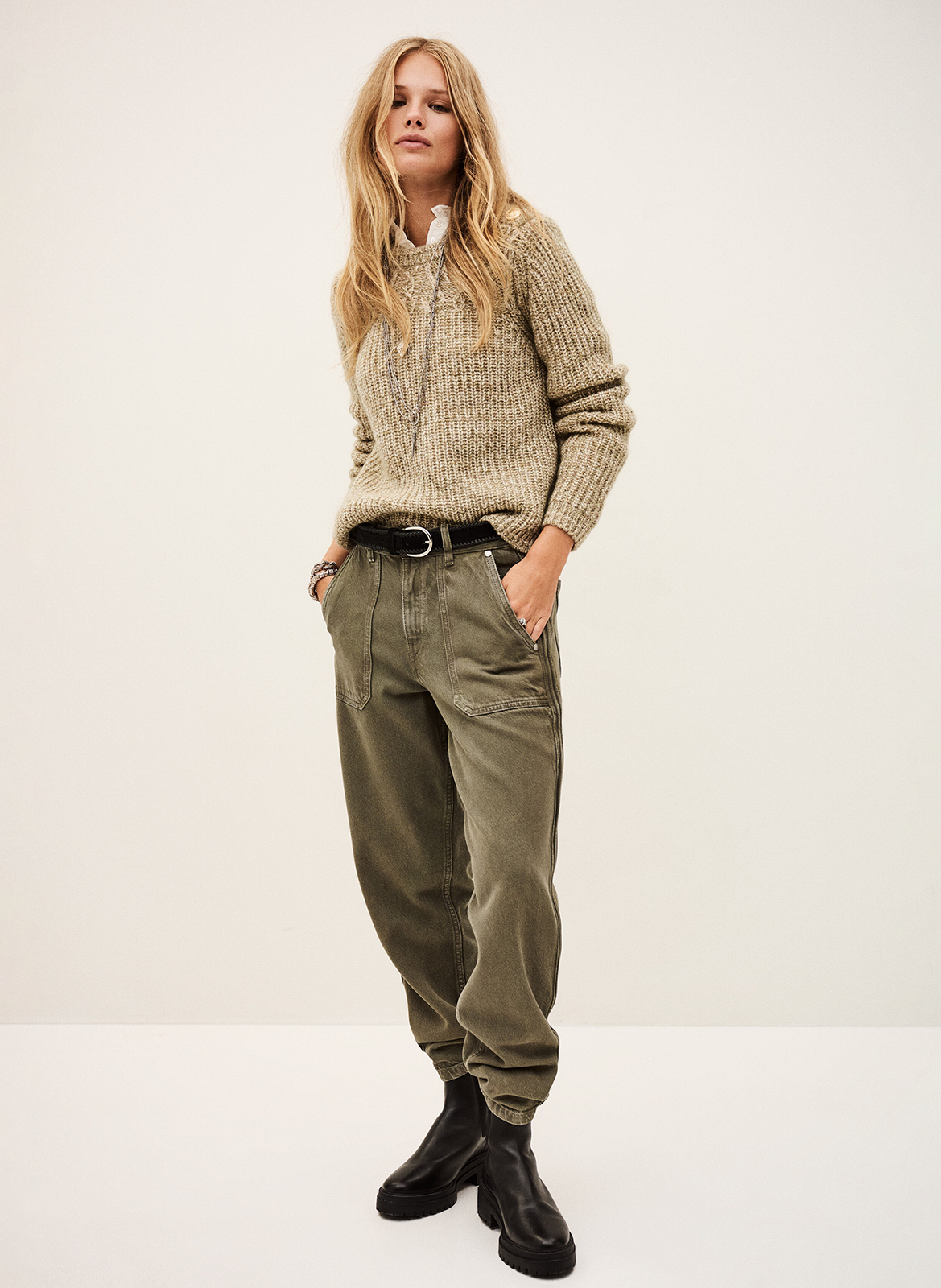 Oversized mixed wool sweater BA&SH Khaki
