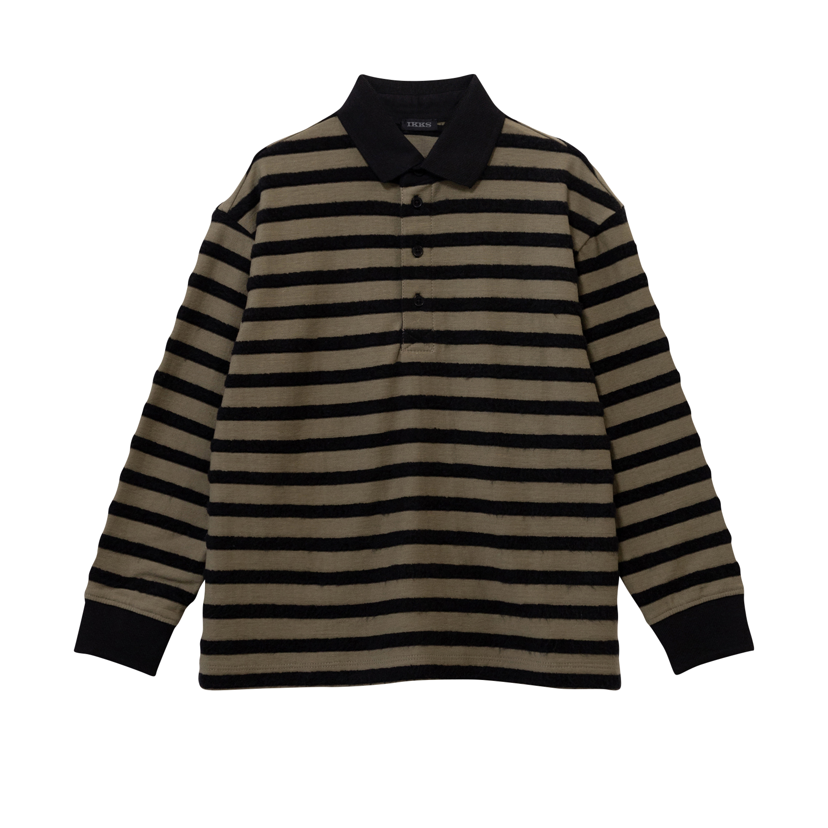 Oversized gestreepte polo van gemengd katoen IKKS JUNIOR Kaki