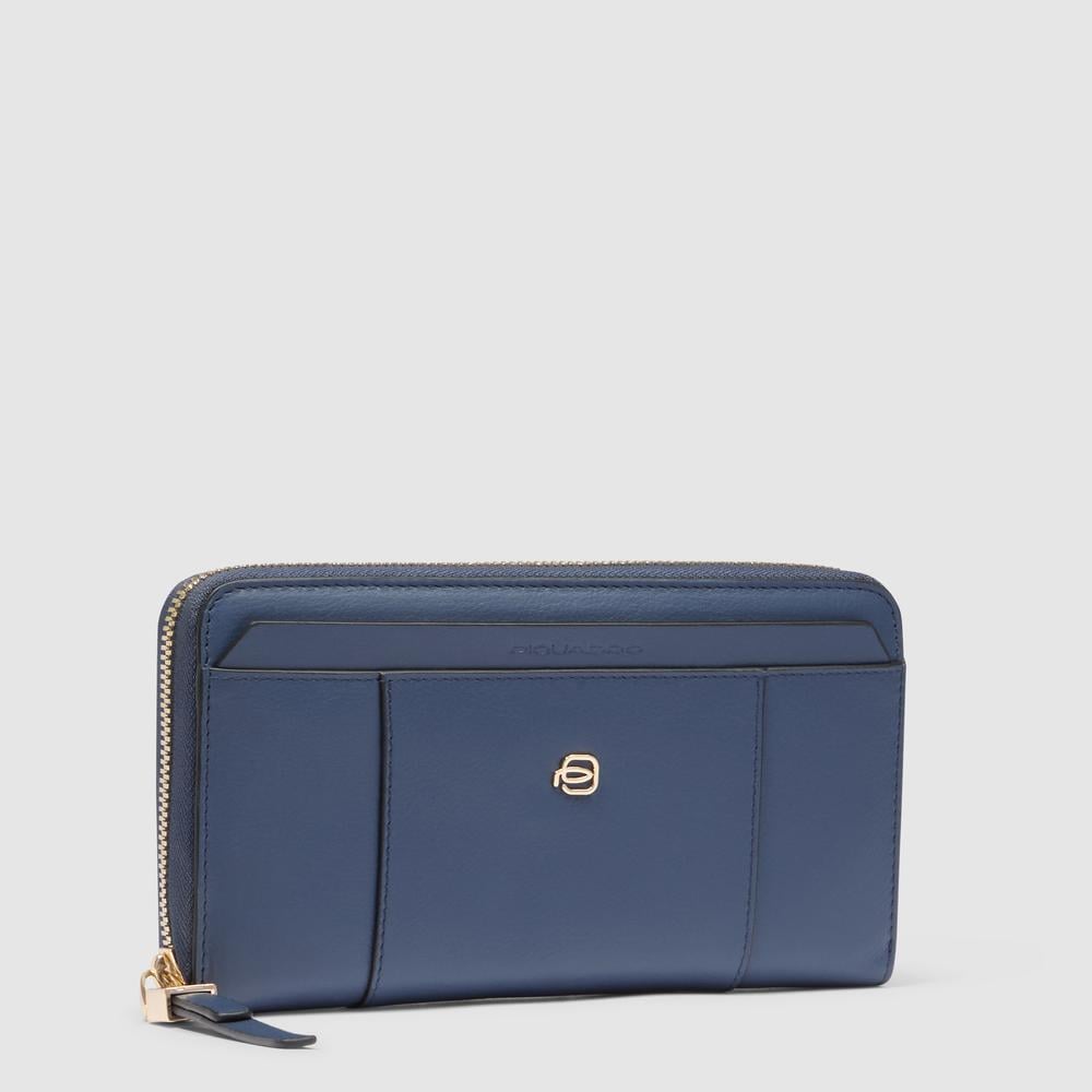 Women's zip-around wallet with four compartments PIQUADRO Blue