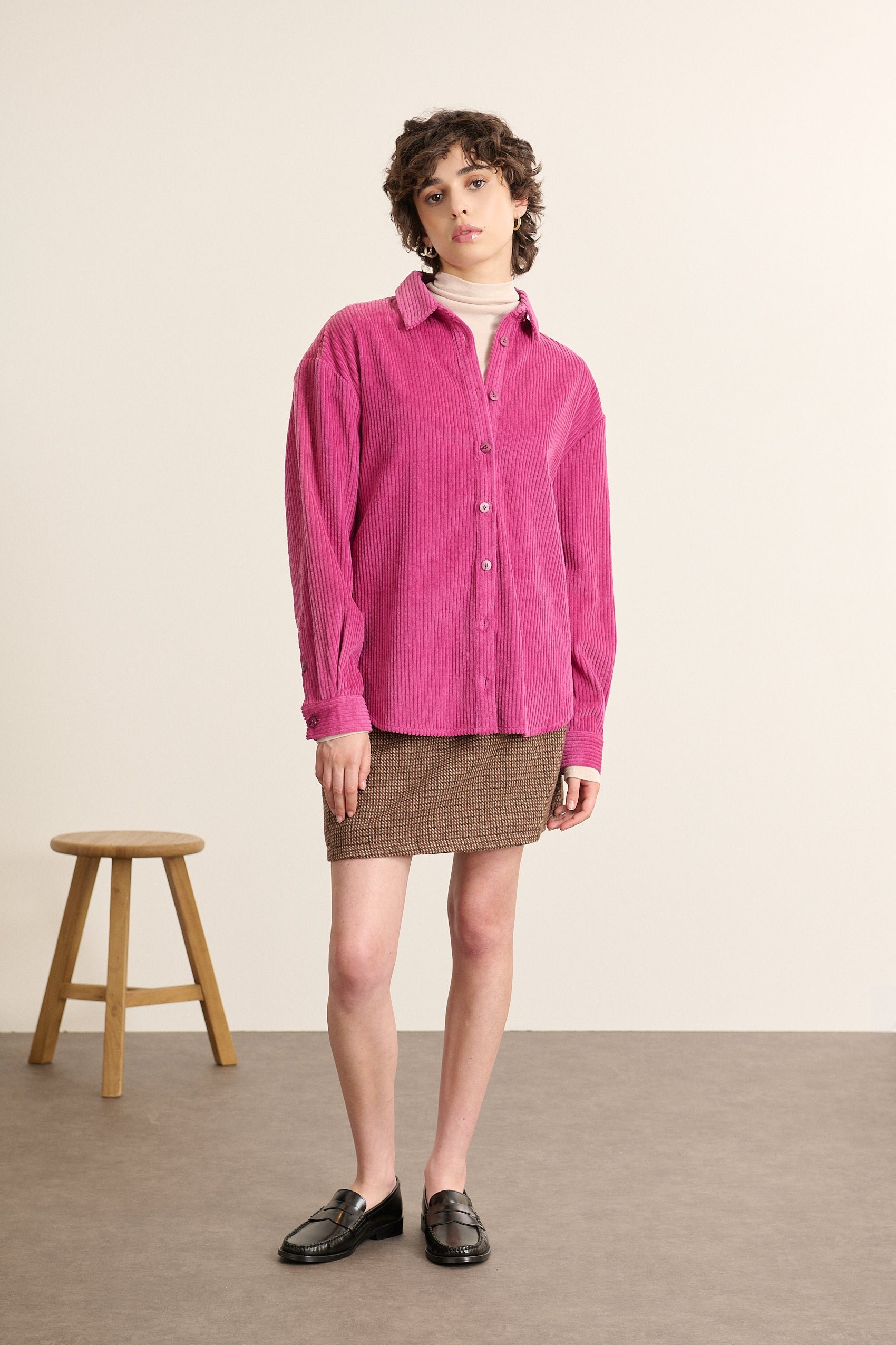 Long-sleeved velvet shirt GARANCE PARIS Pink