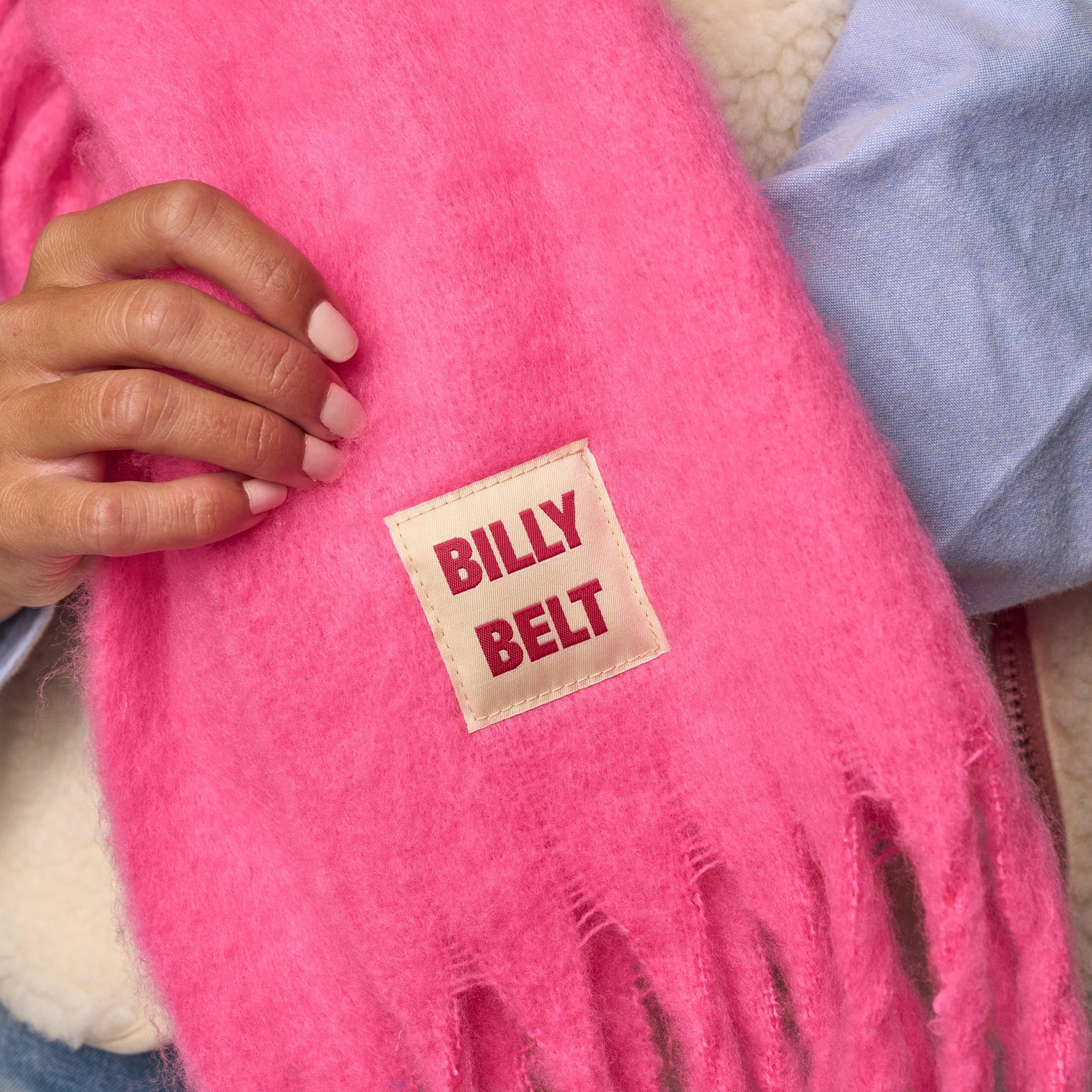 Large fringe scarf BILLYBELT Pink