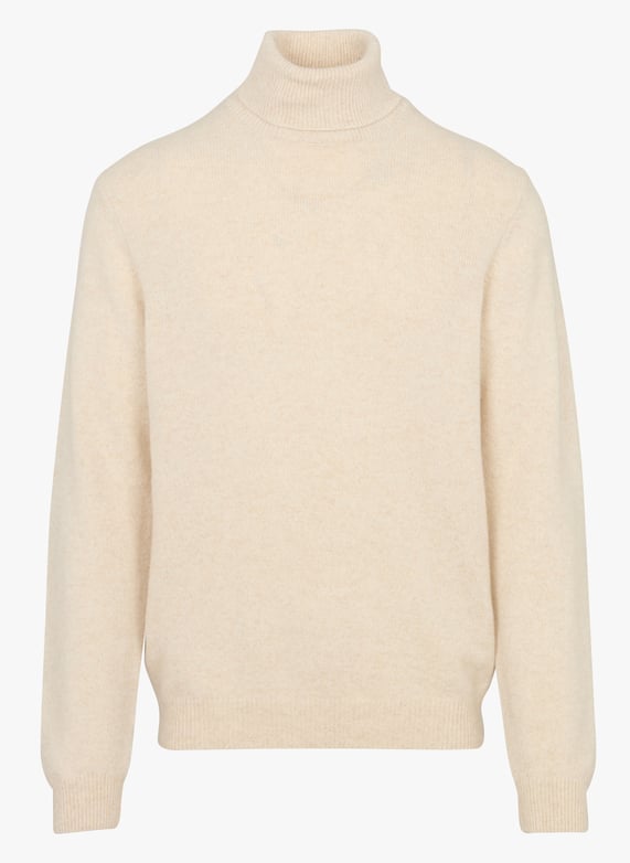 Straight wool-Blend polo neck sweater Light sand melange Casual