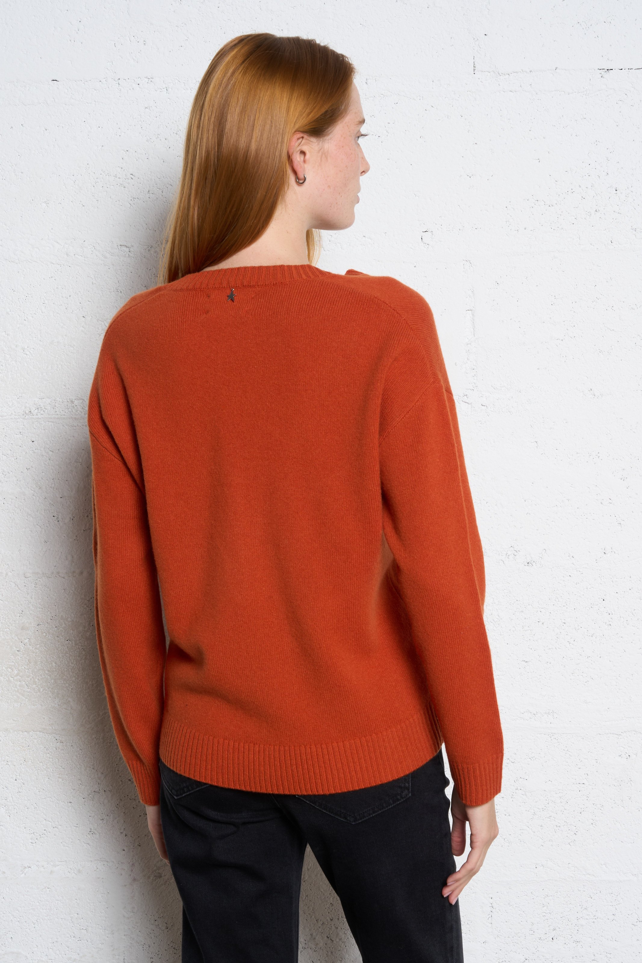 Pull oversize col V en laine SUD EXPRESS Orange