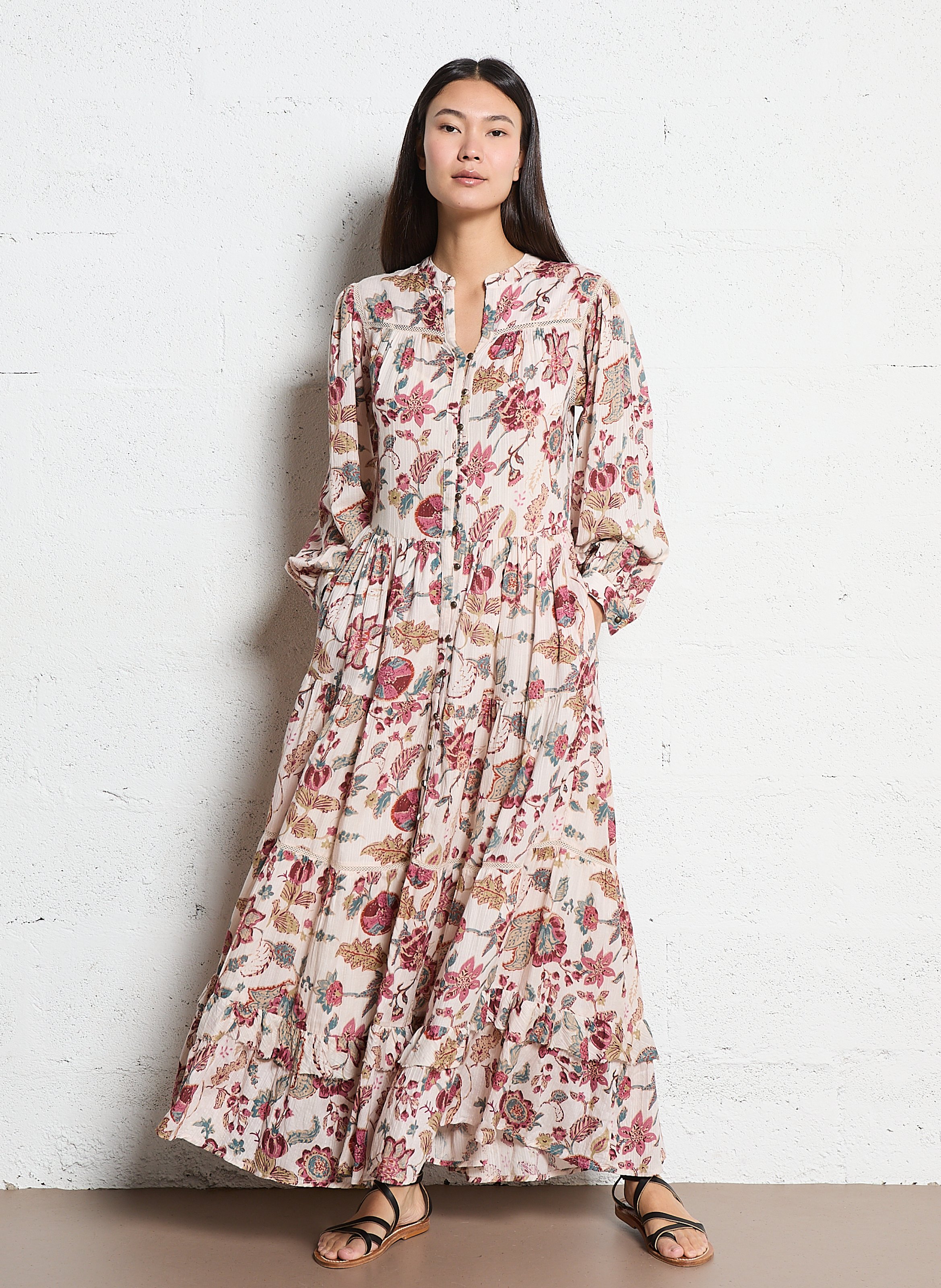 Long henley dress MAISON HOTEL Pink