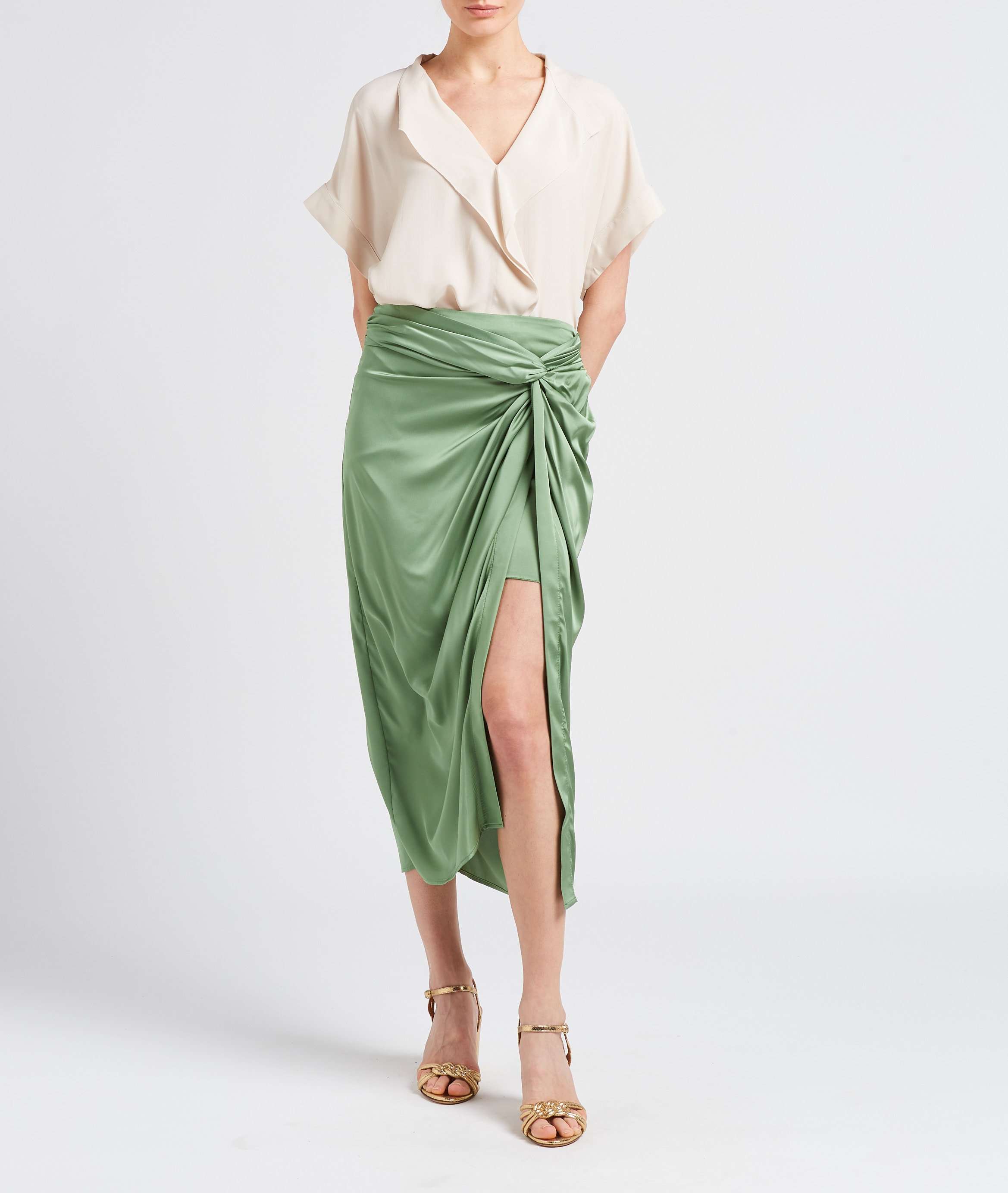 Lange wikkelrok in pareostijl IMPERIAL Groen